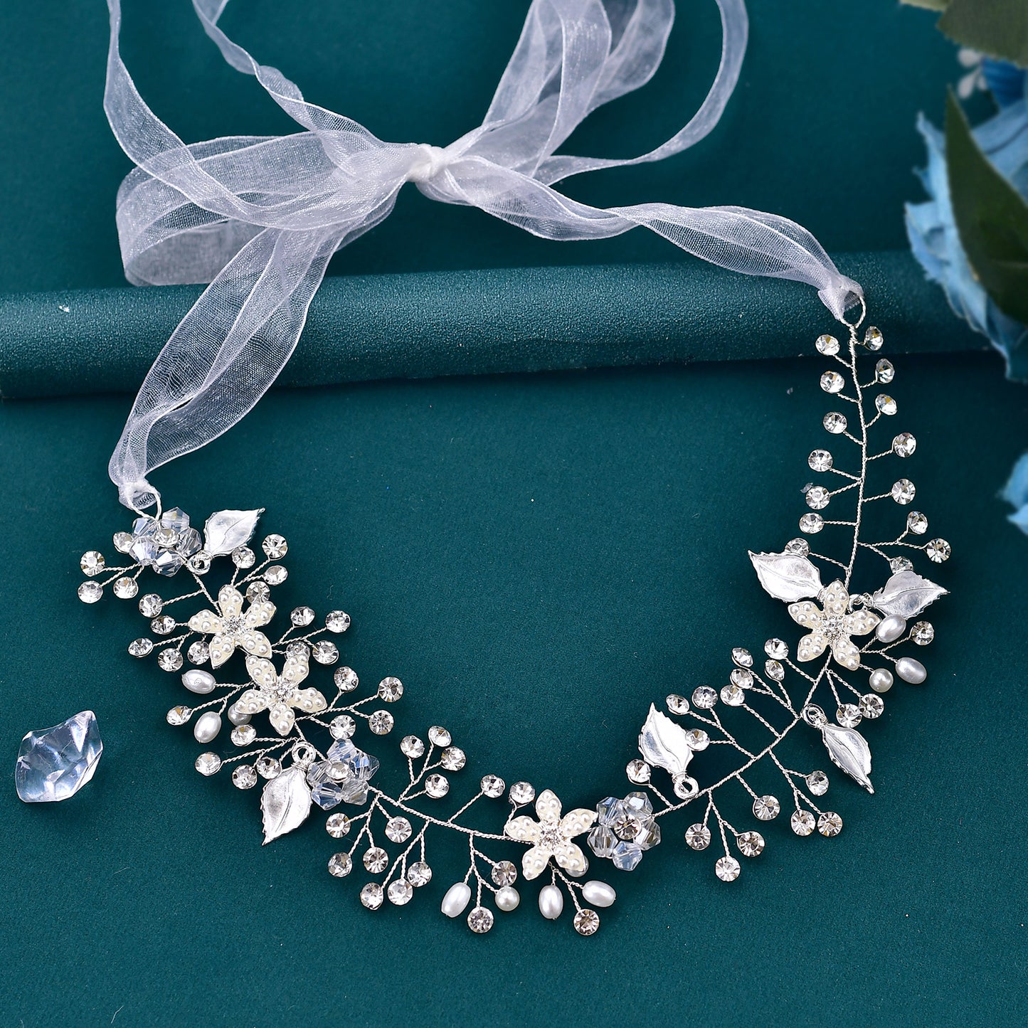 BRIDELLA BHP236 Rhinestone Wedding Headpieces Bridal Hair Accessories Alloy Leaf Woman Hair Vine Headband Wedding Party Headwear