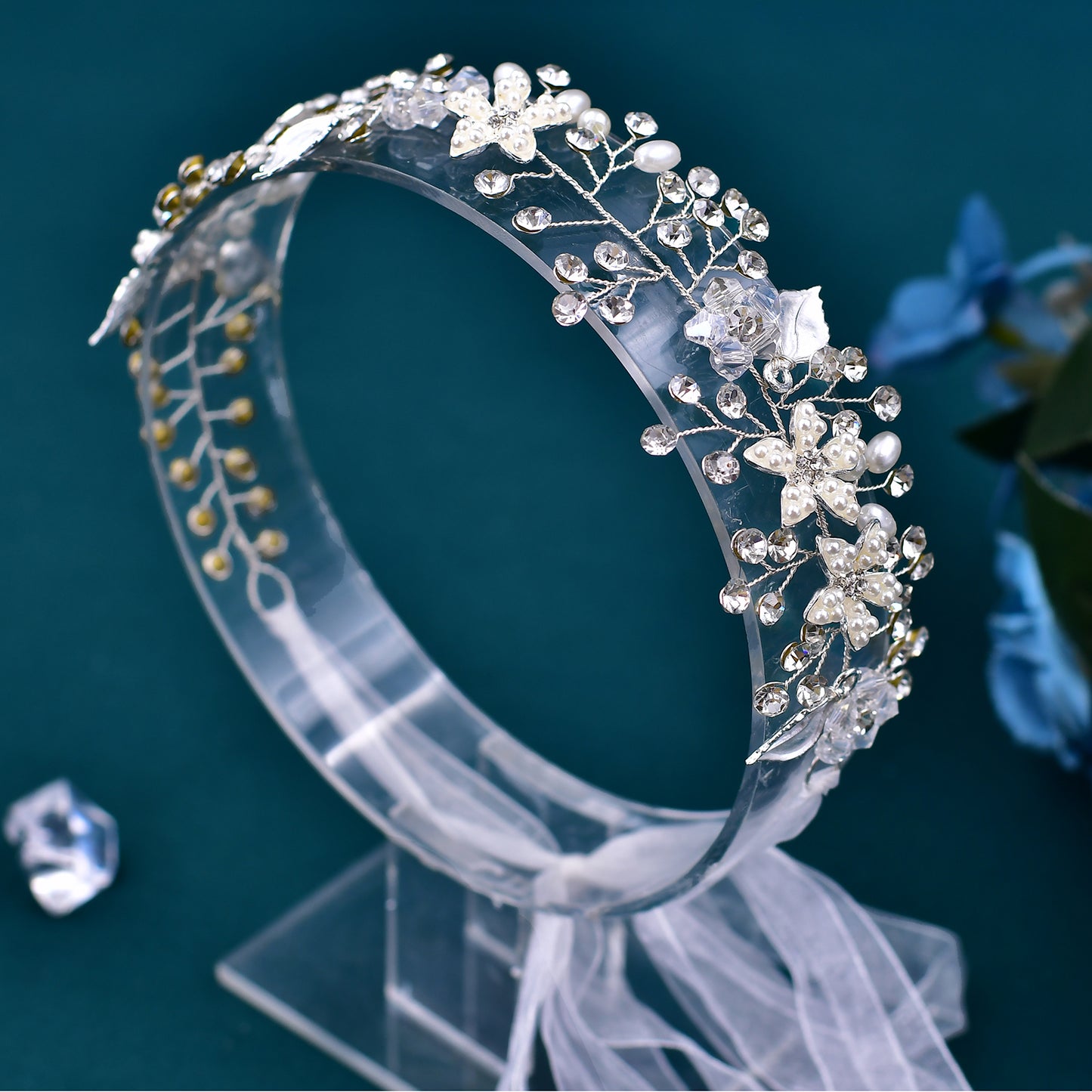 BRIDELLA BHP236 Rhinestone Wedding Headpieces Bridal Hair Accessories Alloy Leaf Woman Hair Vine Headband Wedding Party Headwear