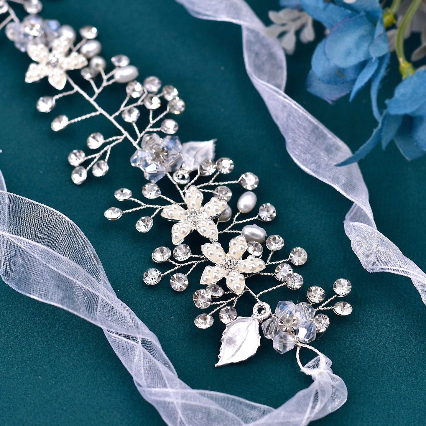 BRIDELLA BHP236 Rhinestone Wedding Headpieces Bridal Hair Accessories Alloy Leaf Woman Hair Vine Headband Wedding Party Headwear
