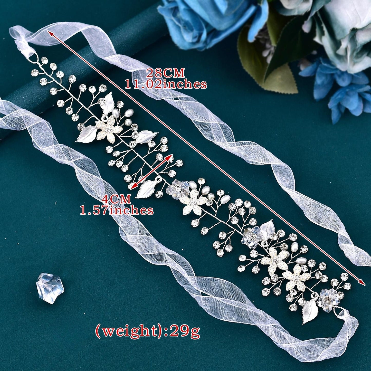 BRIDELLA BHP236 Rhinestone Wedding Headpieces Bridal Hair Accessories Alloy Leaf Woman Hair Vine Headband Wedding Party Headwear