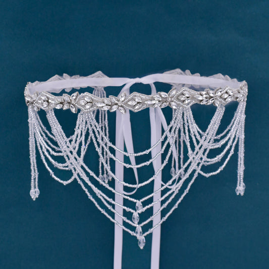 BS08 off white rhinestone belt