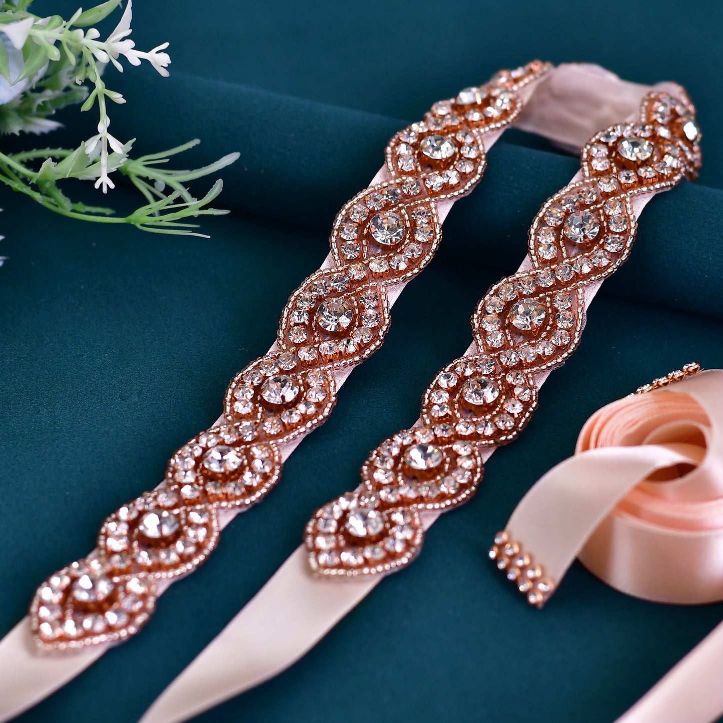 BRIDELLA BS28RG Wedding Belts Rose Gold Dress For Slimming And Waist Cinching
