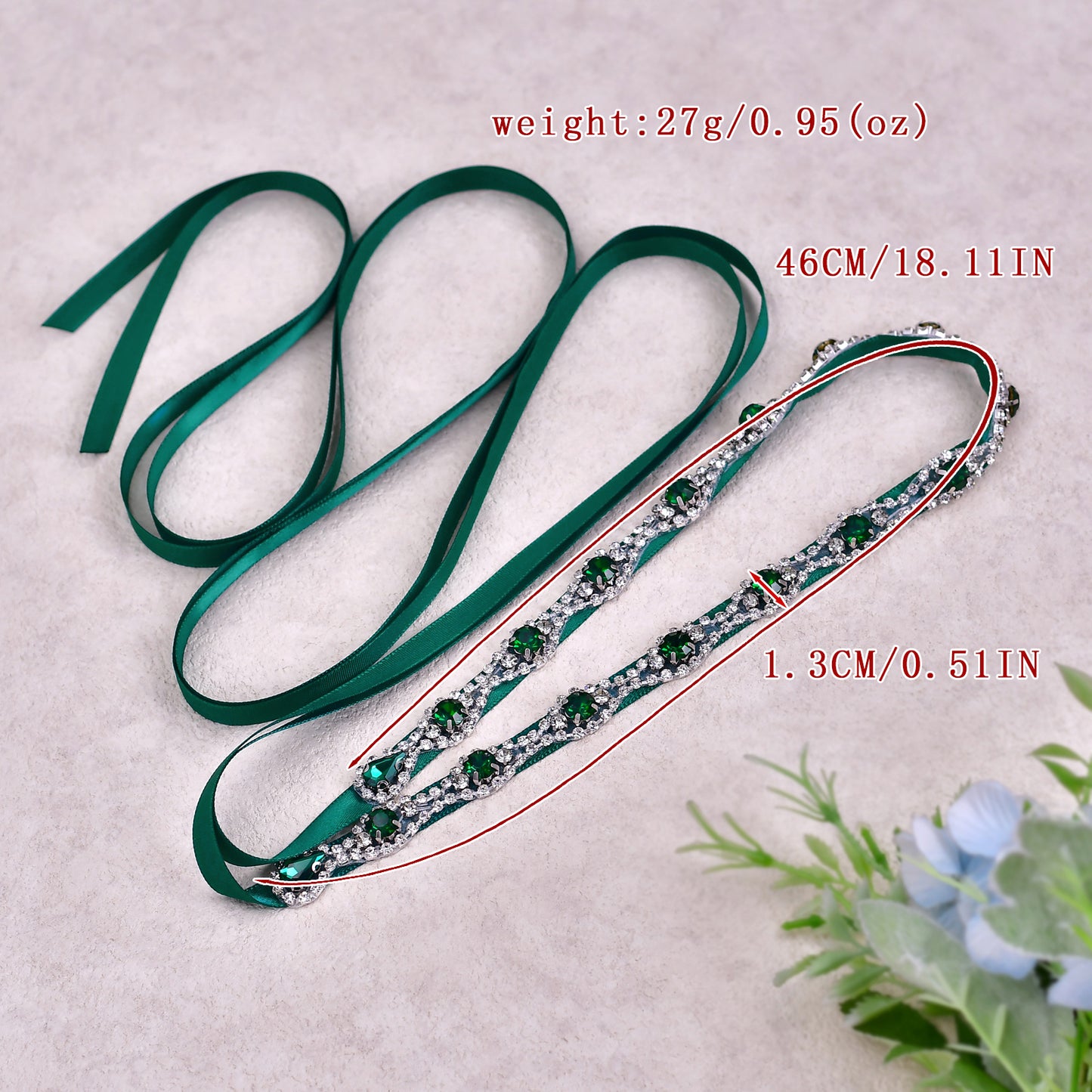 BRIDELLA BS30KL Handmade Dress With Satin Rhinestone Belt Green Wedding Accessories
