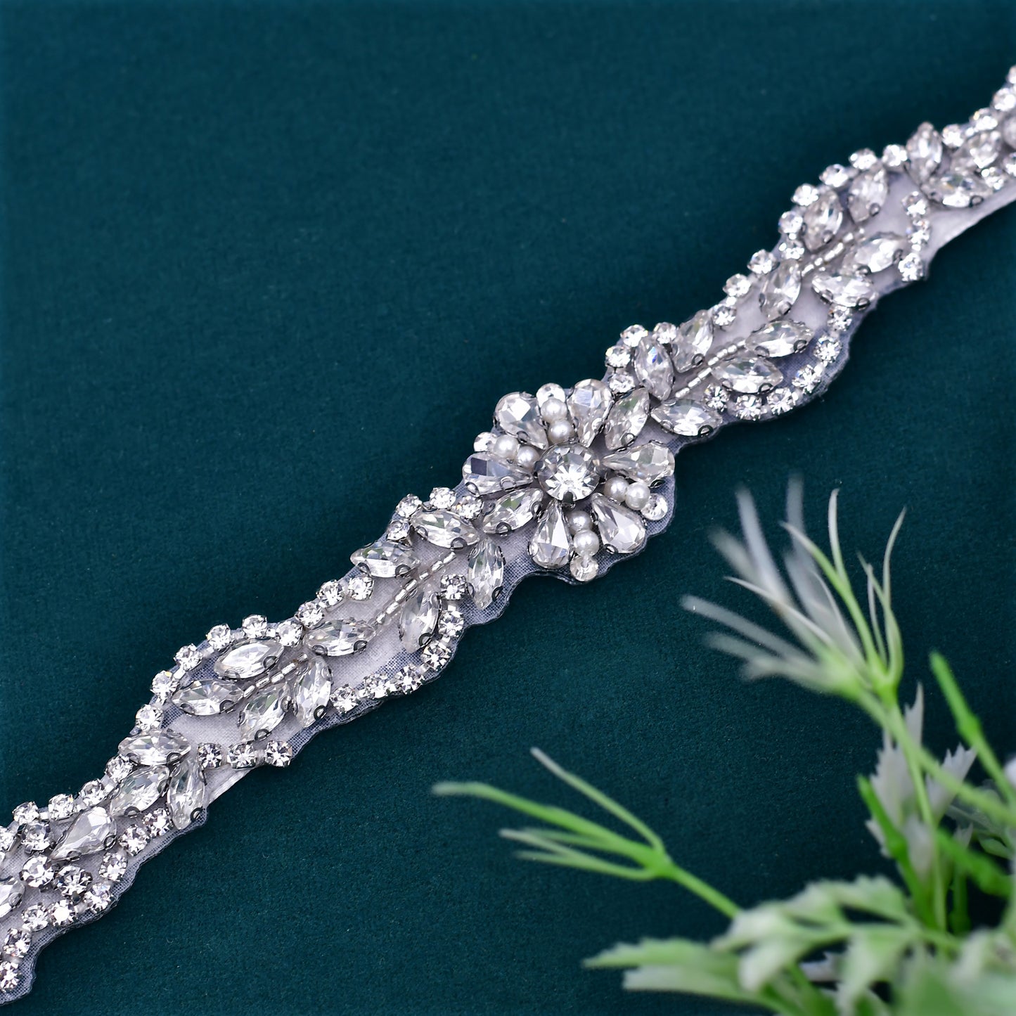 BRIDELLA BS32 Silver Bride Wedding Sparkling Diamond Belt Performance Costume