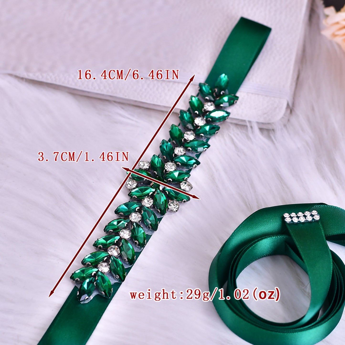 BRIDELLA BS69KL Creative Versatile Hole Green Elegant Waist Accessory Handmade Bridal Belt