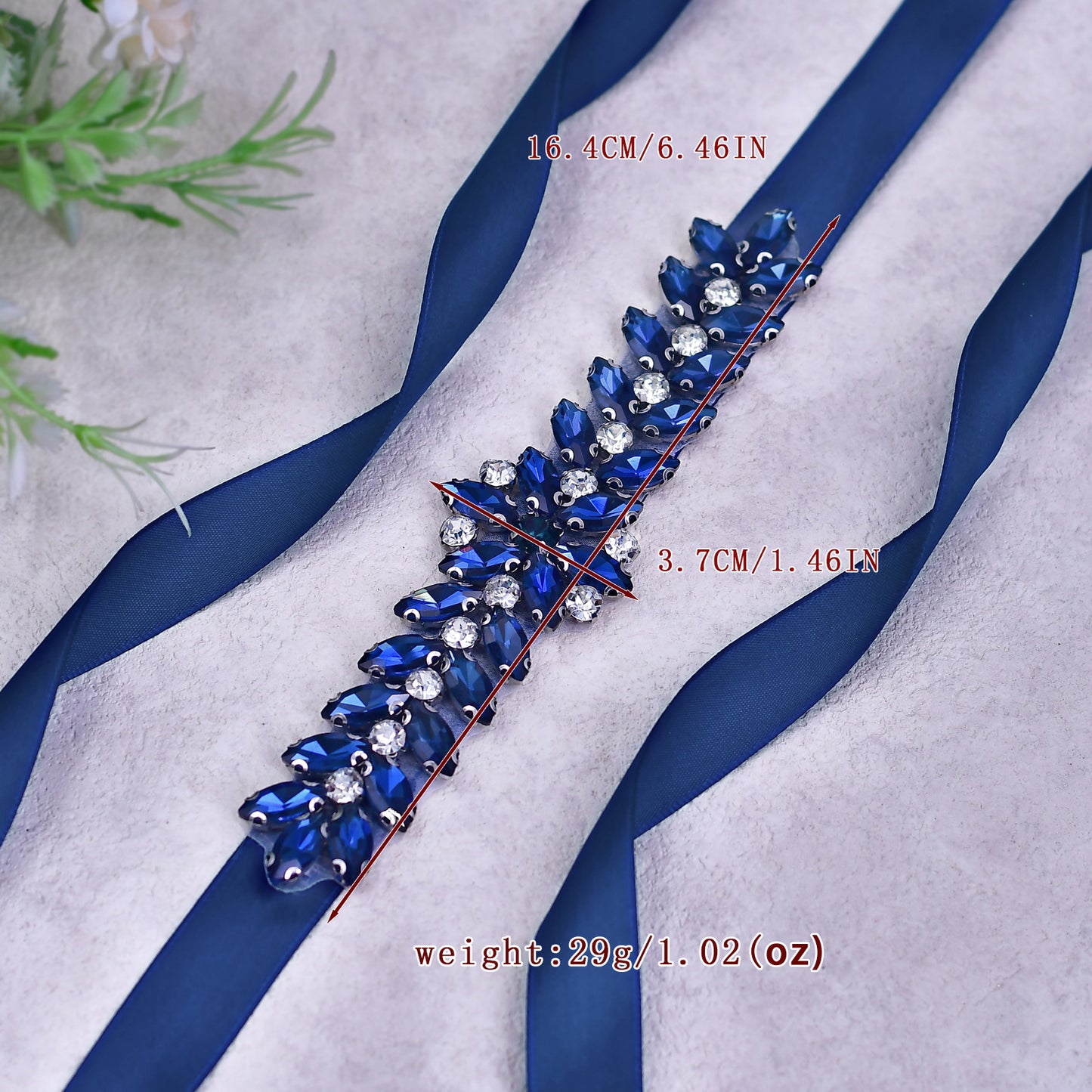 BRIDELLA BS69ML The Dark Blue Rhinestone Banquet Satin Belt Is Perfect For Night Dating Occasions