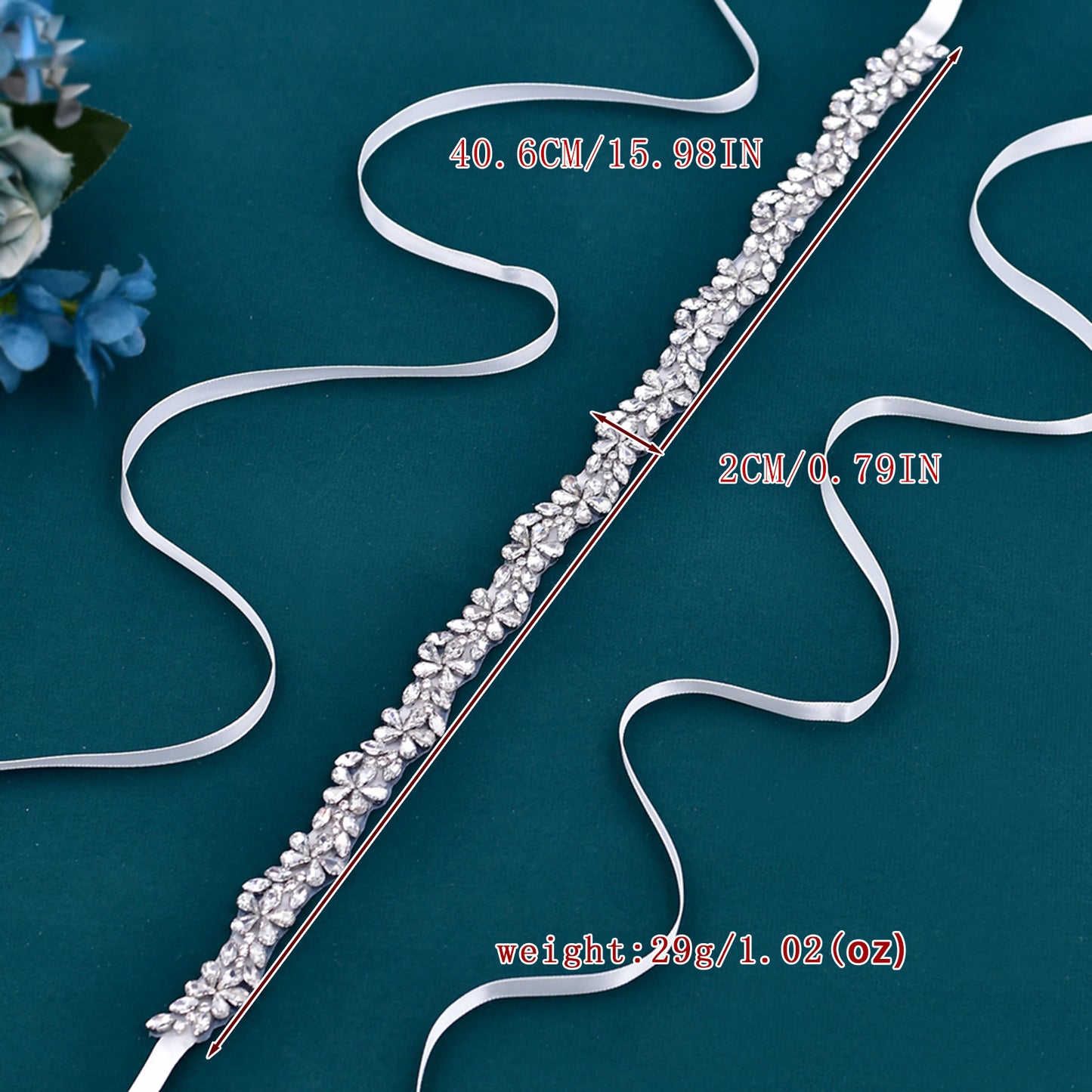 BRIDELLA BS37 The Brides Wedding Dress Silver Rhinestone Belt Is Handmade