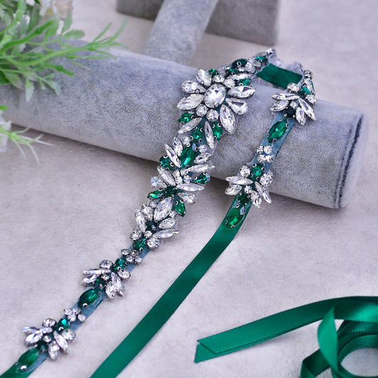 BS122KL green rhinestone belt