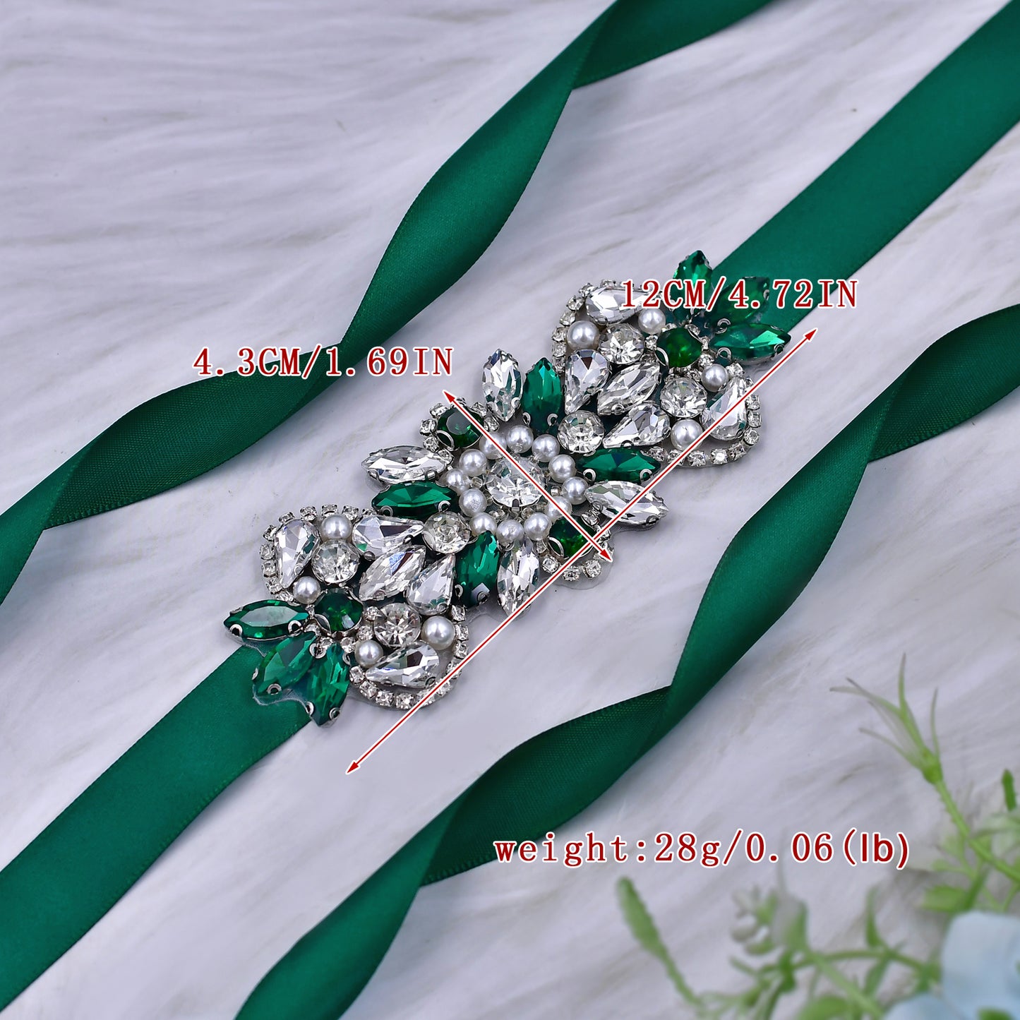 BRIDELLA BS86KL Ink Green Water Diamond Waist Belt For Slimming Mid Year Celebration Annual Meeting Hosts Dress Belt
