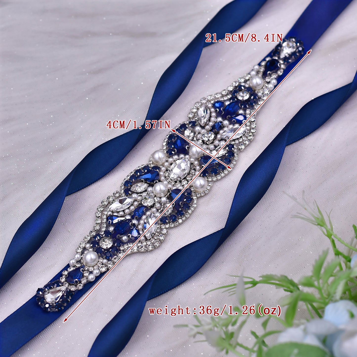BRIDELLA BS87ML Ink Blue Sparkling Rhinestone Waist Decoration Accessory For Women Versatile Accessories