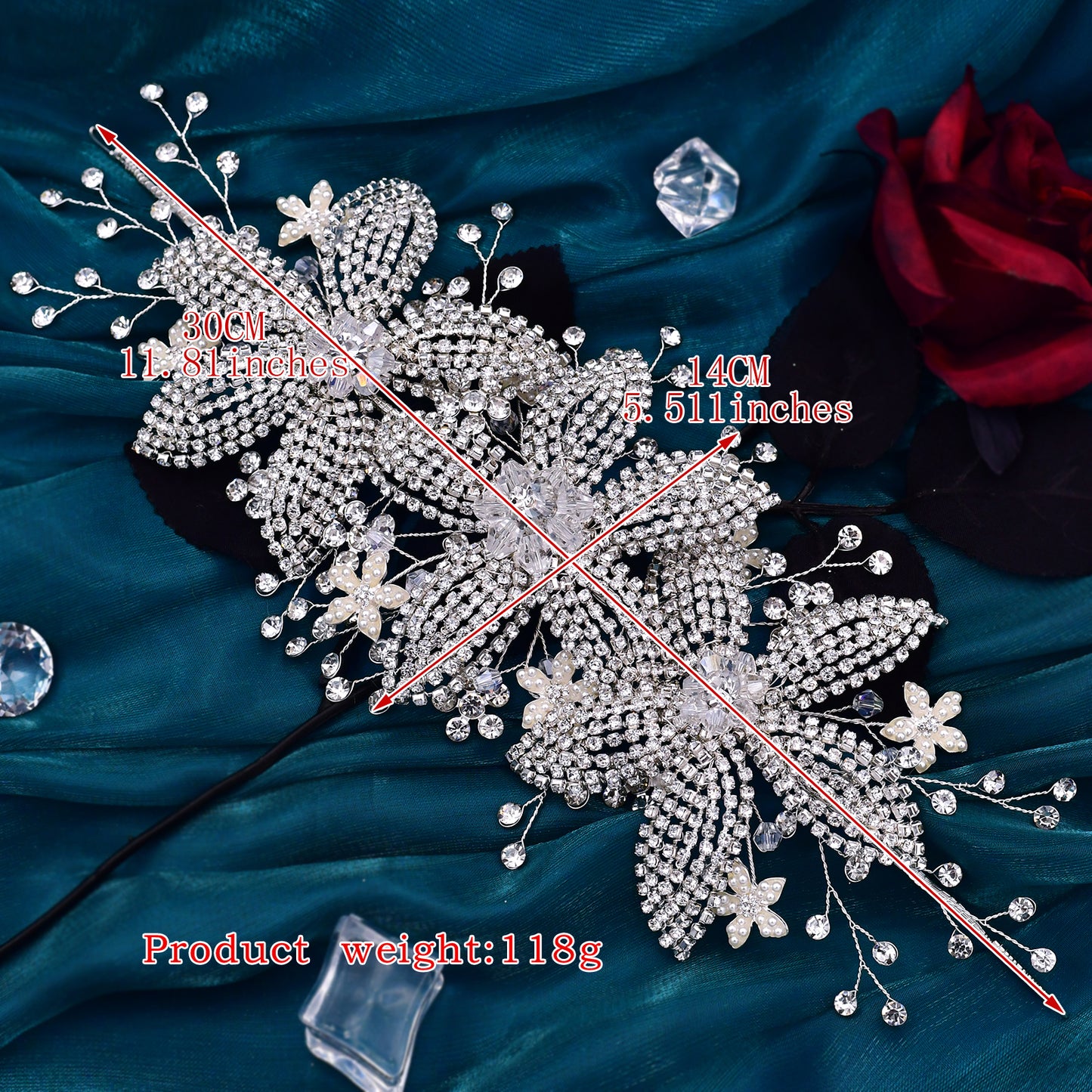 BRIDELLA BHP252 Luxury Crystal Bridal Headwear Flower Bridal Crown Tiara Rhinestone Wedding Hair Jewelry Bridal Hair Accessories