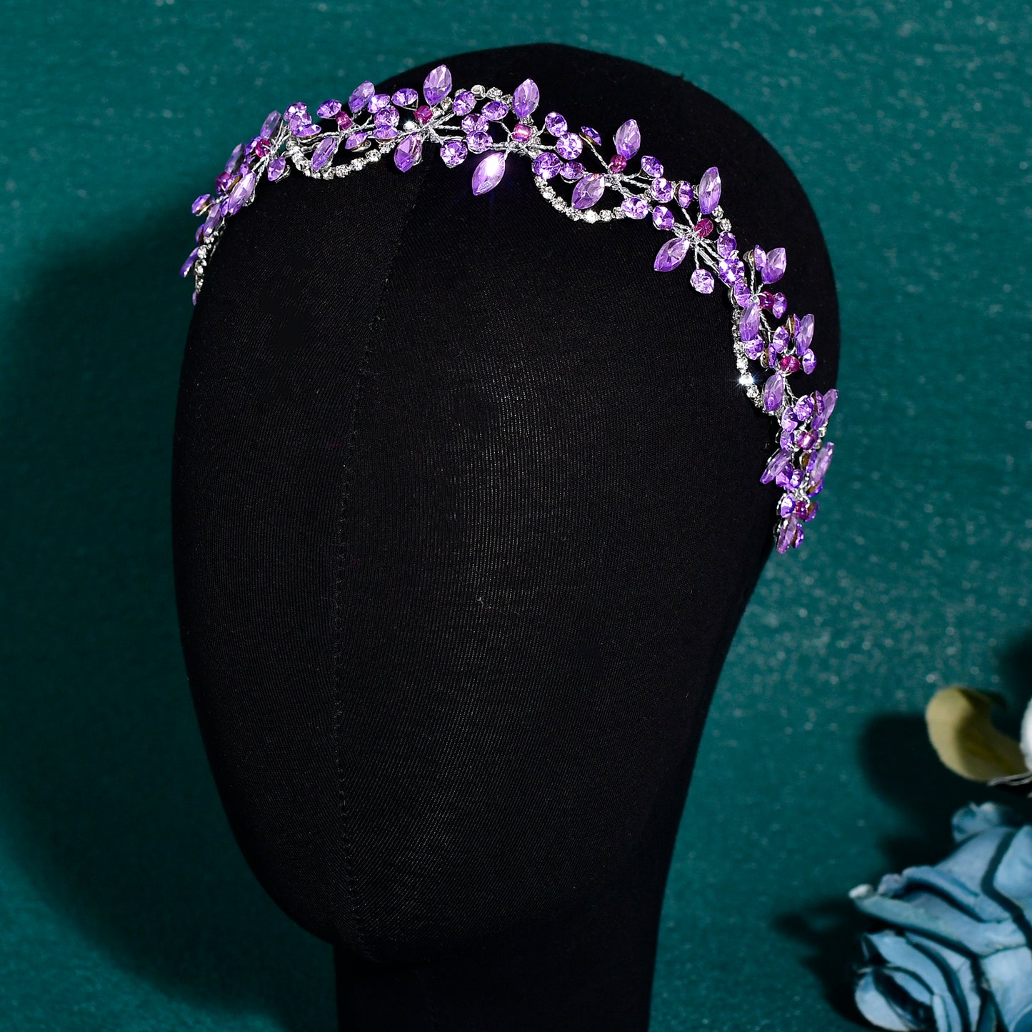BRIDELLA BHP266 Violet Wedding Bride Rhinestone Headband Bridal Shining Hair Accessories Woman Party Hairpiece Jewelry Bridesmaid Gifts