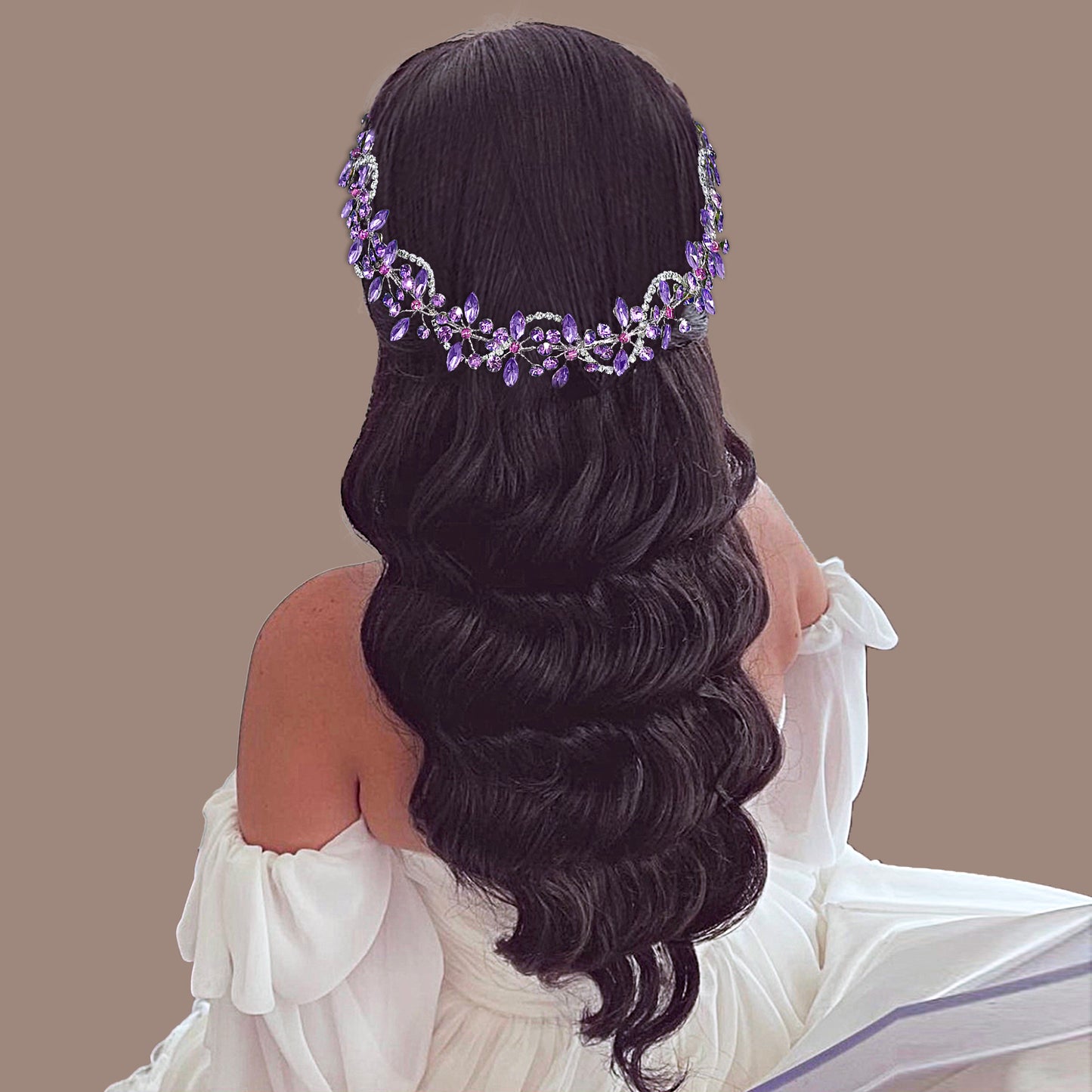 BRIDELLA BHP266 Violet Wedding Bride Rhinestone Headband Bridal Shining Hair Accessories Woman Party Hairpiece Jewelry Bridesmaid Gifts