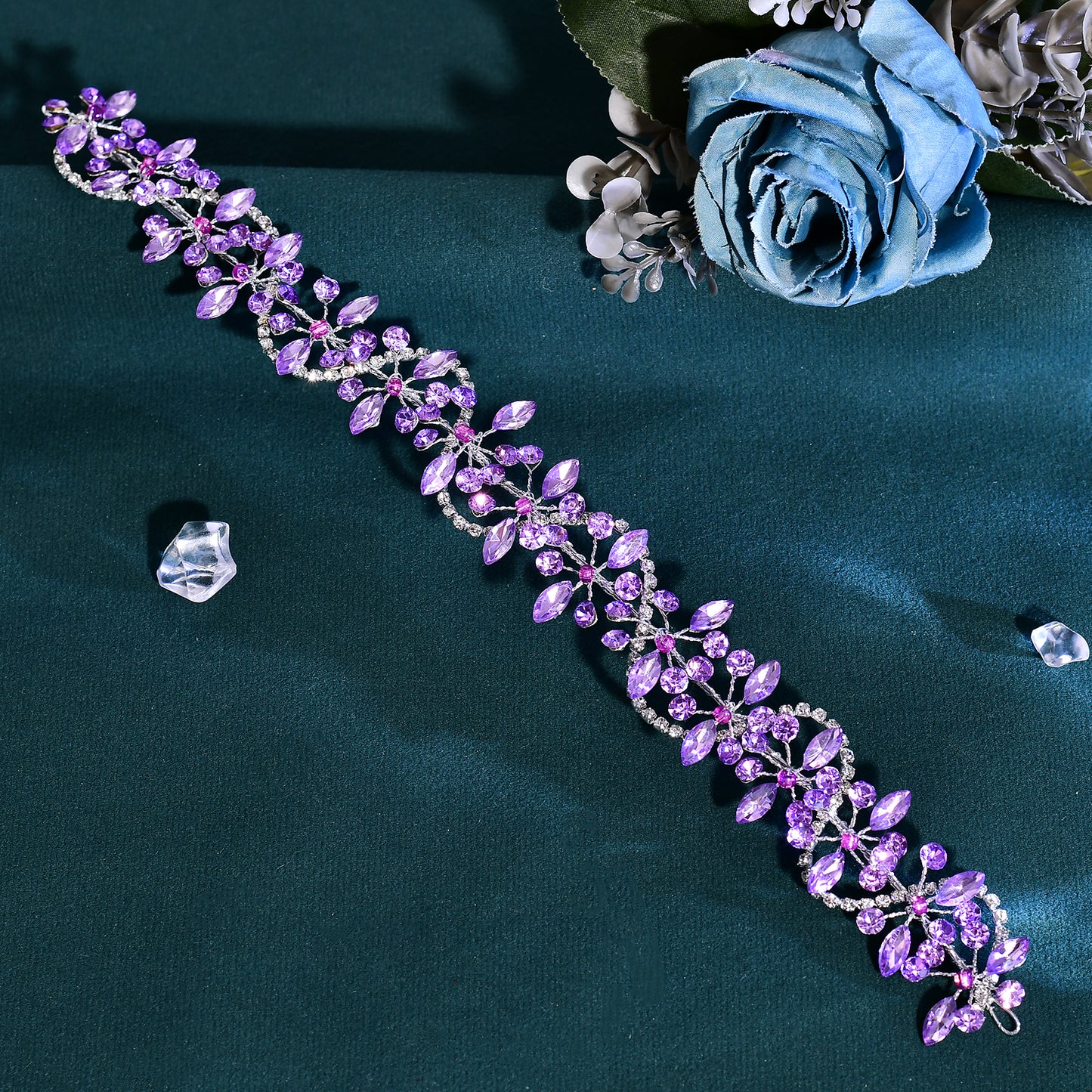 BRIDELLA BHP266 Violet Wedding Bride Rhinestone Headband Bridal Shining Hair Accessories Woman Party Hairpiece Jewelry Bridesmaid Gifts