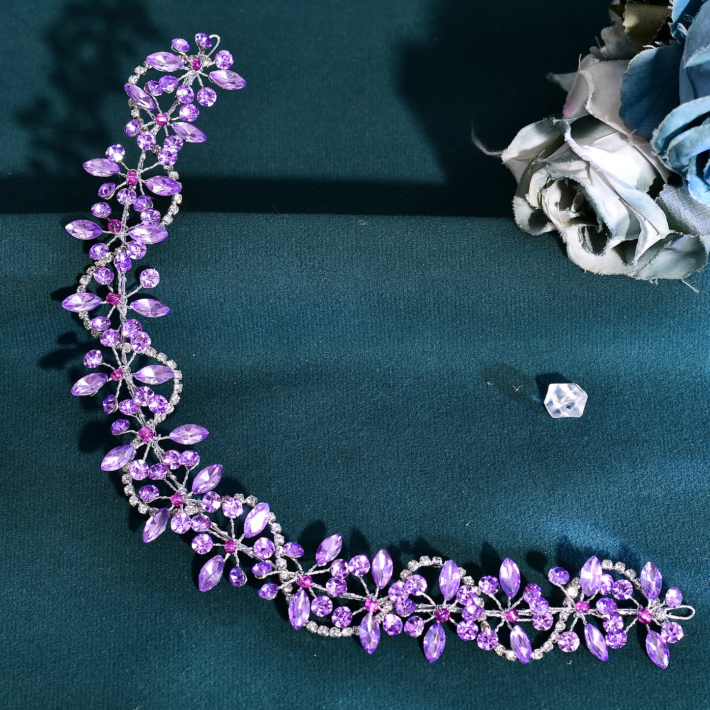 BRIDELLA BHP266 Violet Wedding Bride Rhinestone Headband Bridal Shining Hair Accessories Woman Party Hairpiece Jewelry Bridesmaid Gifts