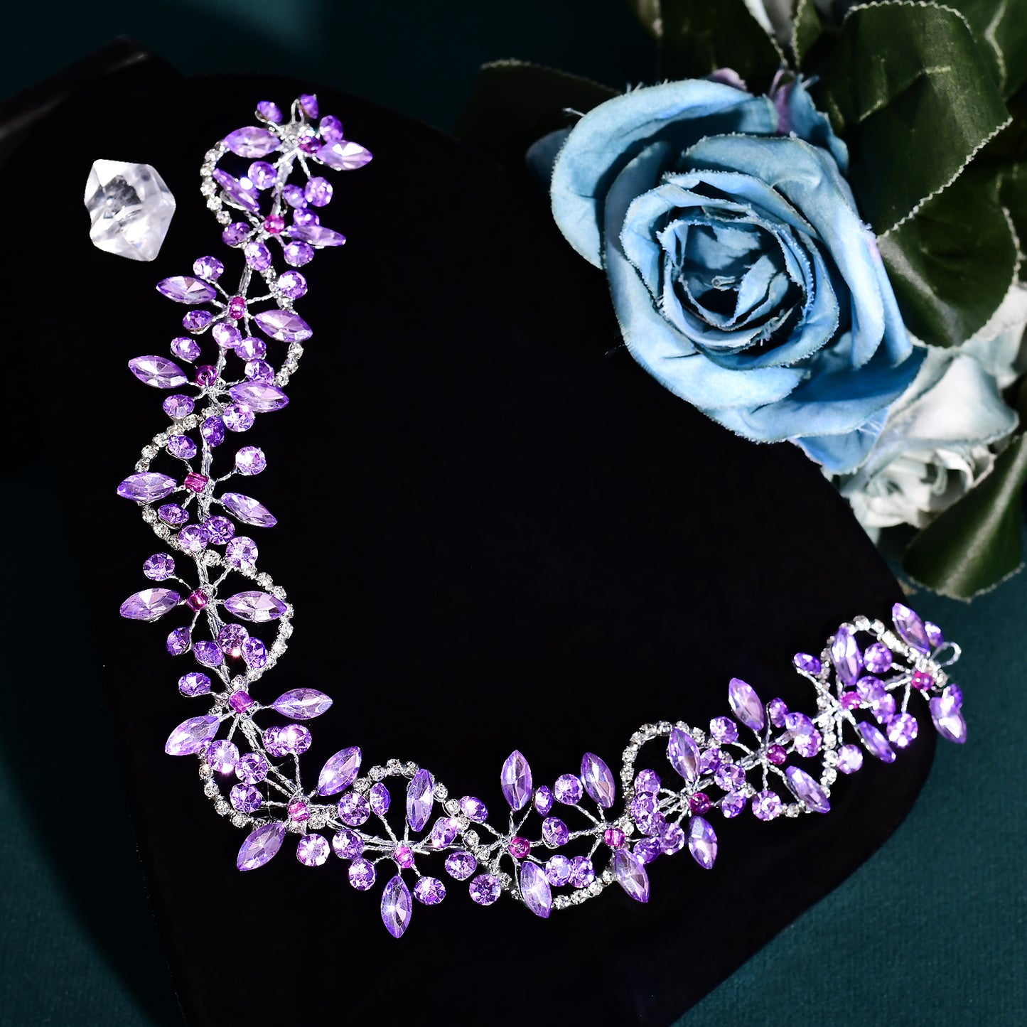 BRIDELLA BHP266 Violet Wedding Bride Rhinestone Headband Bridal Shining Hair Accessories Woman Party Hairpiece Jewelry Bridesmaid Gifts