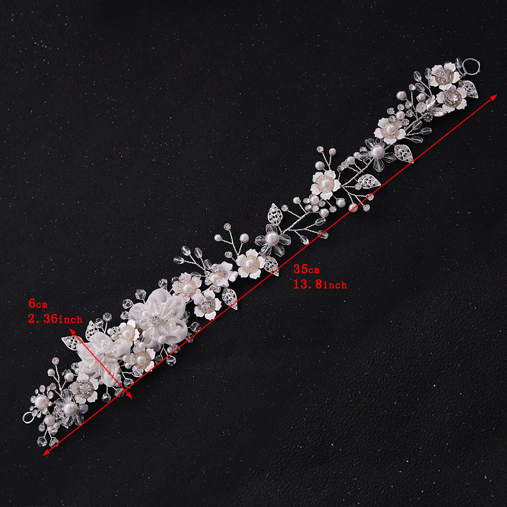 BRIDELLA BHP274 Alloy Flower Wedding Hair Band Handmade Beaded Crystal Bride Headpiece Woman Headwear Princess Hair Jewelry