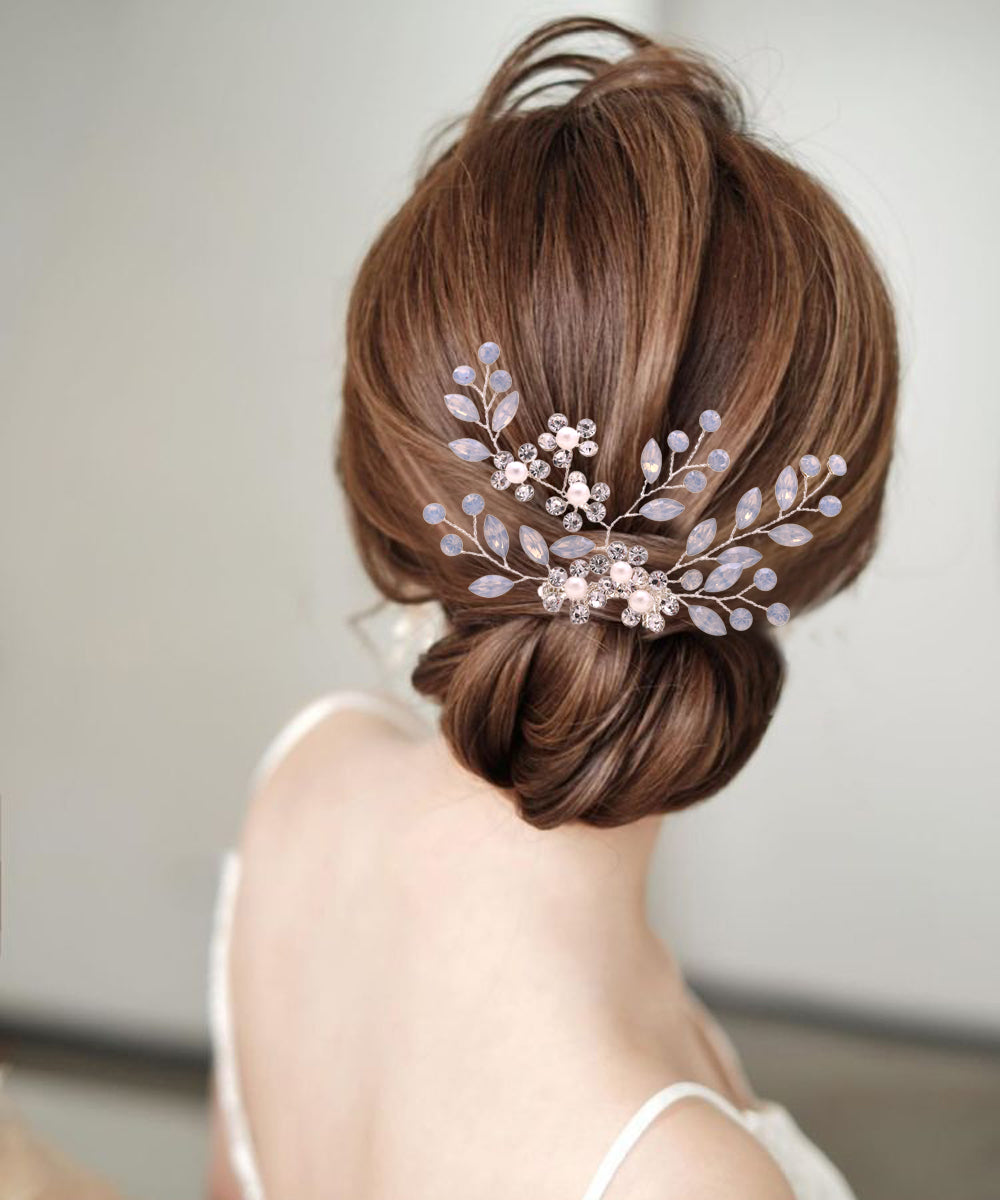 BRIDELLA BHP293 Handmade Beaded Hair Comb, Diamond Studded Wedding Hair Accessory,Bride's Crystal Side Hair Comb,Suitable for Parties, Dances and Program Performances