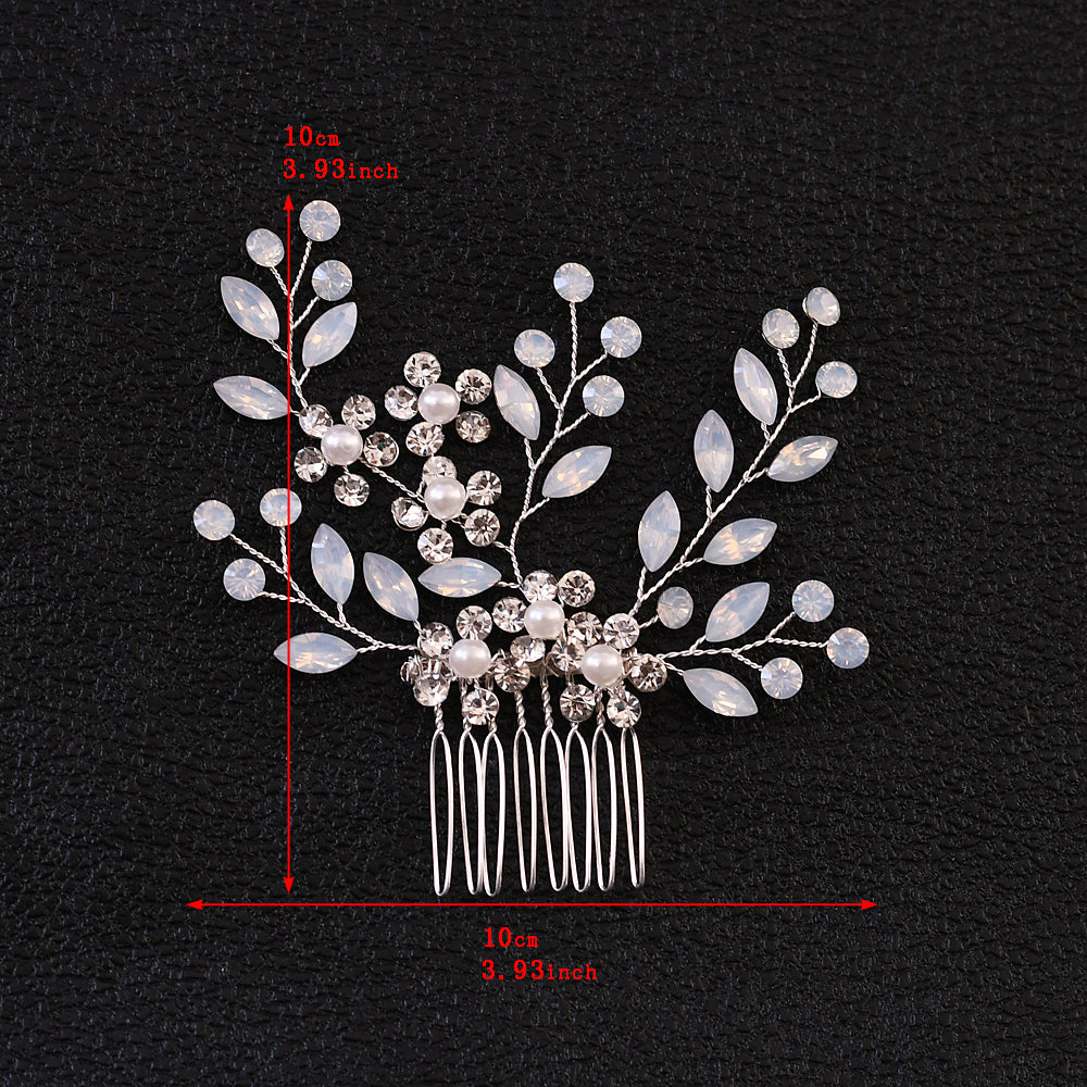 BRIDELLA BHP293 Handmade Beaded Hair Comb, Diamond Studded Wedding Hair Accessory,Bride's Crystal Side Hair Comb,Suitable for Parties, Dances and Program Performances