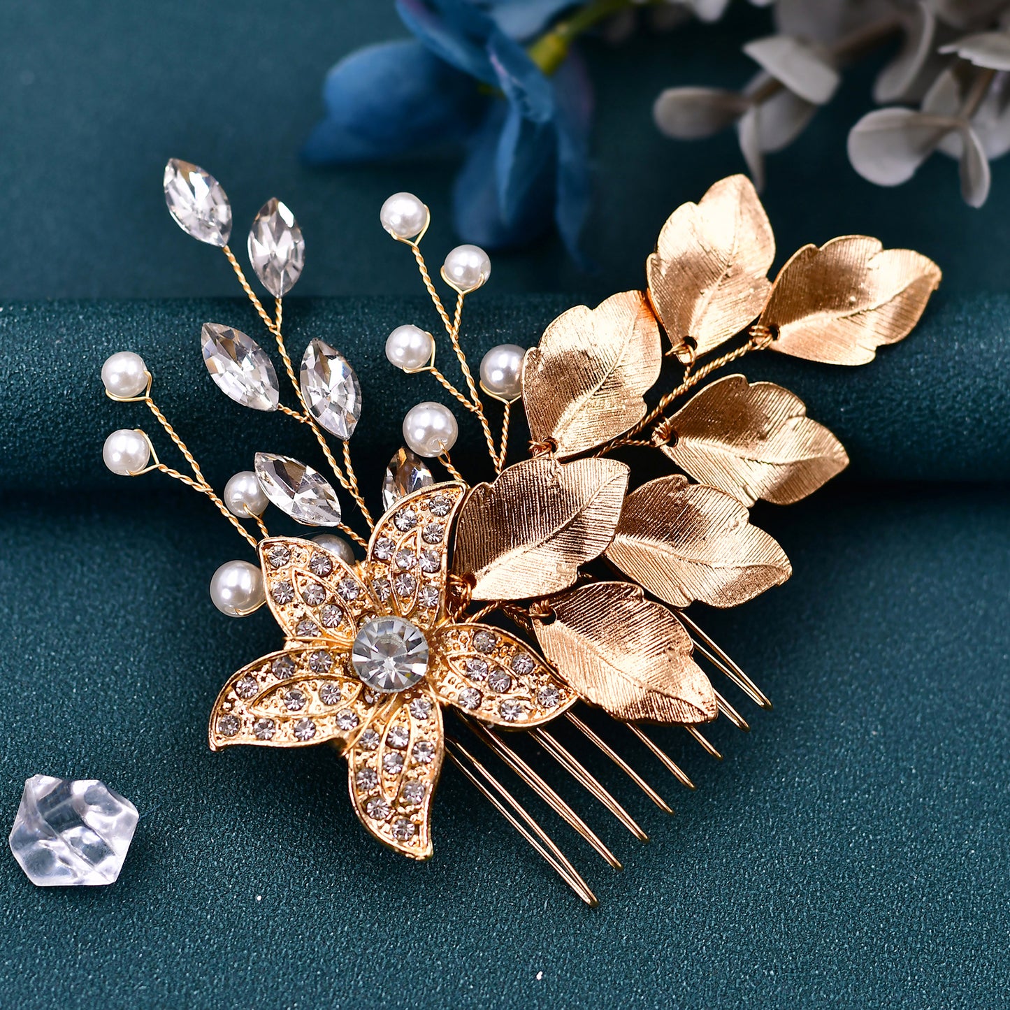 BRIDELLA BHP307 Golden Color Leaf Hair Comb for Woman Wedding Headdress Handmade Bride Hair Accessories Bridal Hair Clip Headwear