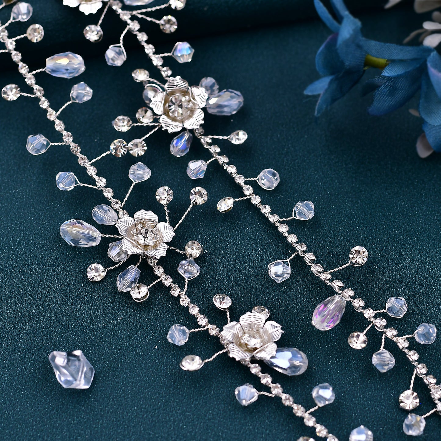 BRIDELLA BHP340 Crystal Bride Hair Accessories Headdress Wedding Forehead Chain Woman Headband Jewelry Bridal Hair Band