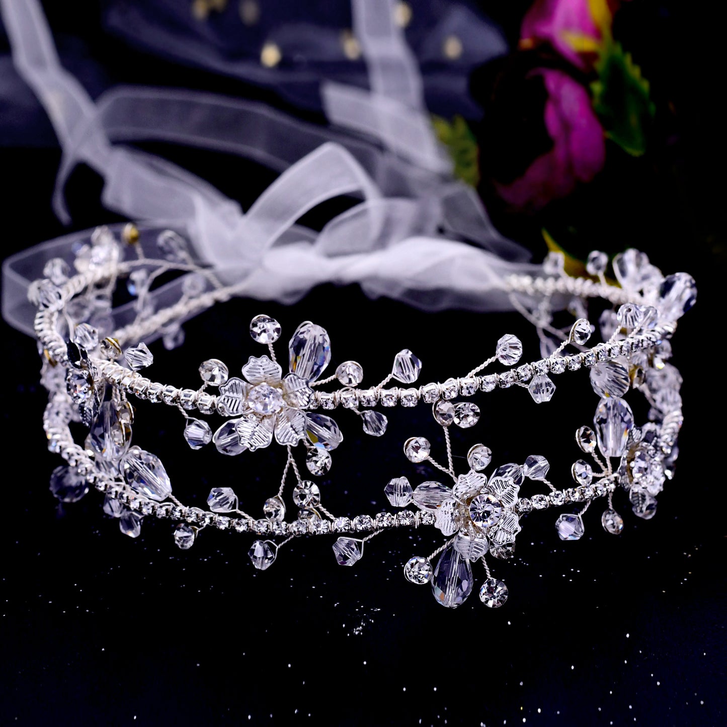 BRIDELLA BHP340 Crystal Bride Hair Accessories Headdress Wedding Forehead Chain Woman Headband Jewelry Bridal Hair Band