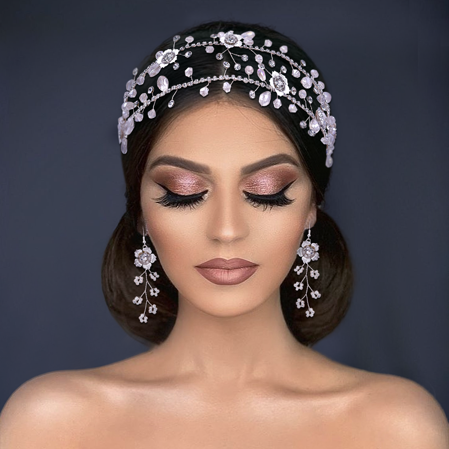 BRIDELLA BHP340 Crystal Bride Hair Accessories Headdress Wedding Forehead Chain Woman Headband Jewelry Bridal Hair Band