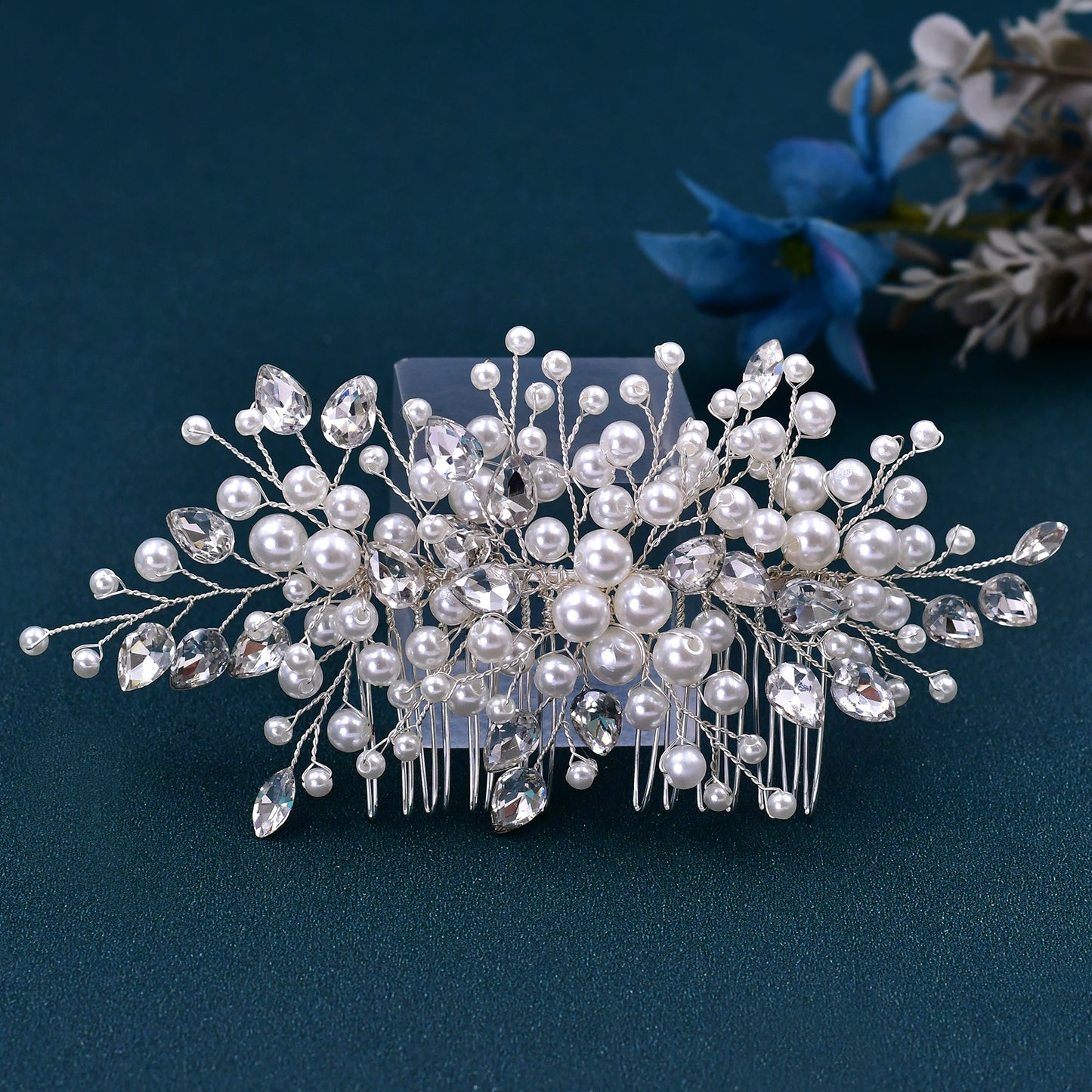 BRIDELLA BHP42 Pearl Rhinestone Bridal Combs Wedding Hair Accessories for Women Hair Ornaments Headwear Bridal Headpiece Jewelry