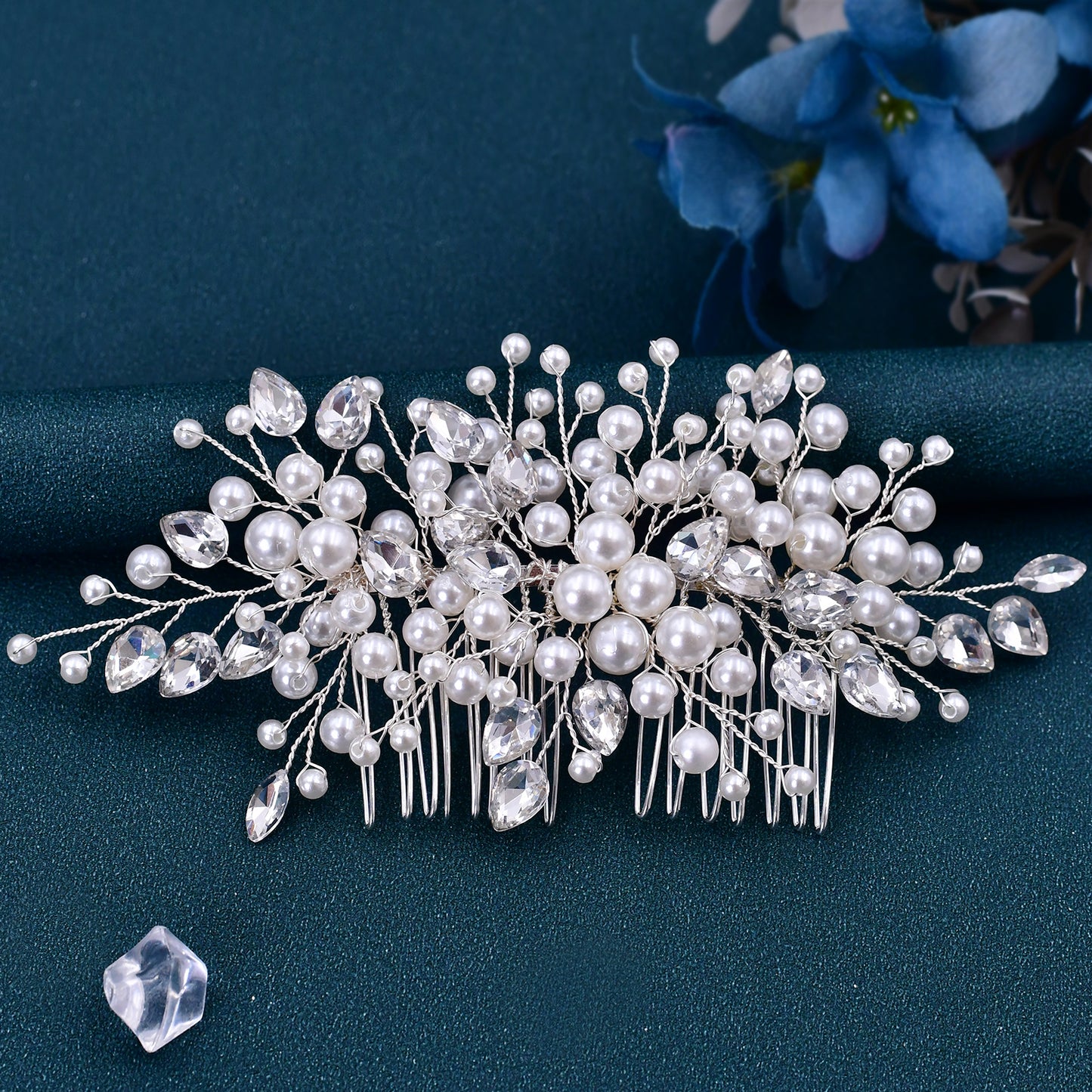 BRIDELLA BHP42 Pearl Rhinestone Bridal Combs Wedding Hair Accessories for Women Hair Ornaments Headwear Bridal Headpiece Jewelry