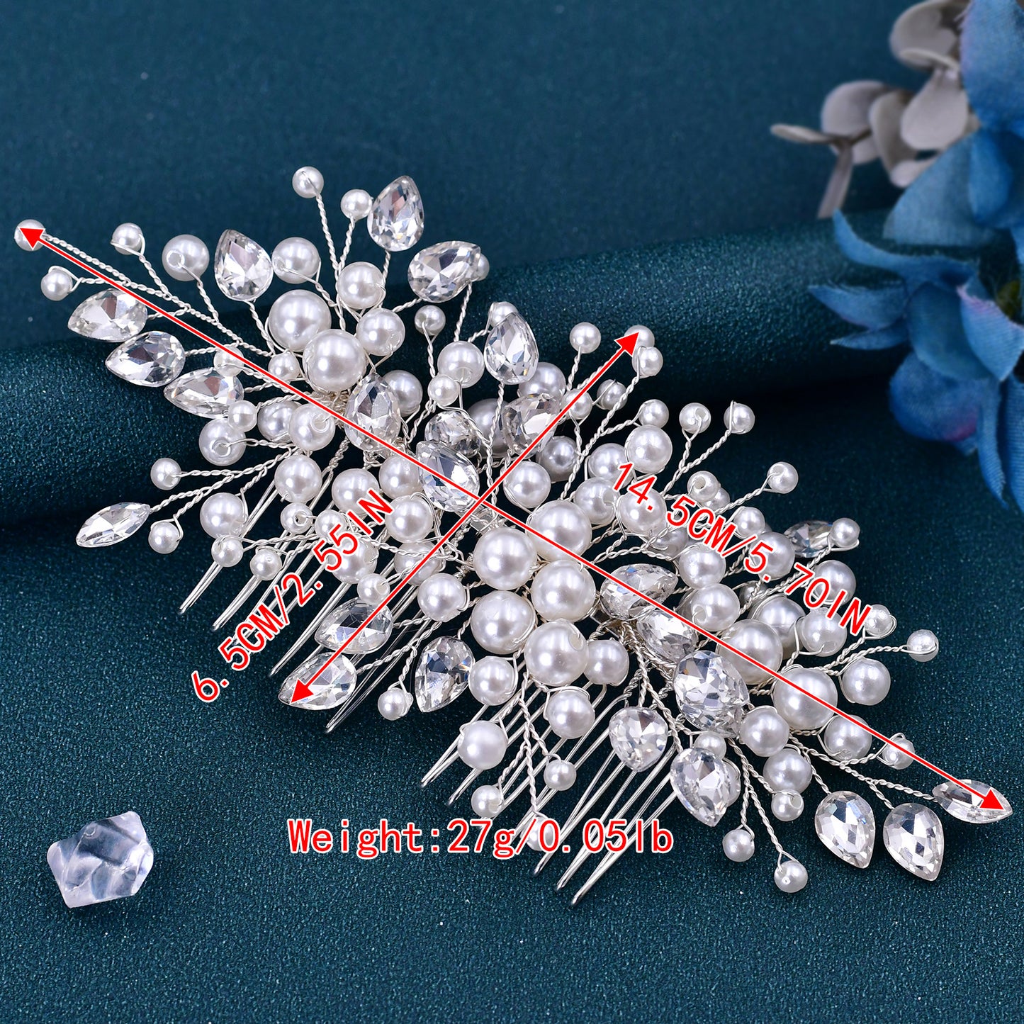 BRIDELLA BHP42 Pearl Rhinestone Bridal Combs Wedding Hair Accessories for Women Hair Ornaments Headwear Bridal Headpiece Jewelry