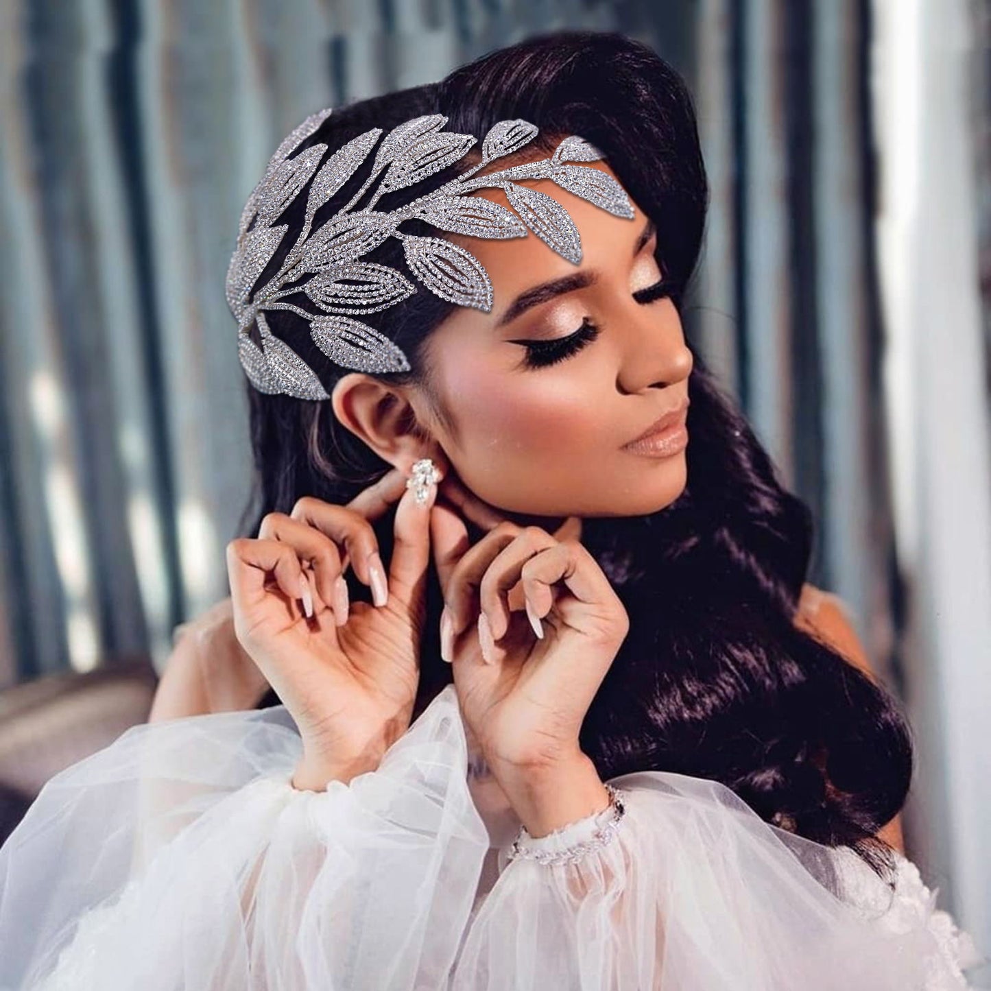BRIDELLA BHP452 Bridal Comb Tiara Rhinestone Leaf Wedding Hair Jewelry Bride Hair Accessories Luxury Crystal Women Headdress