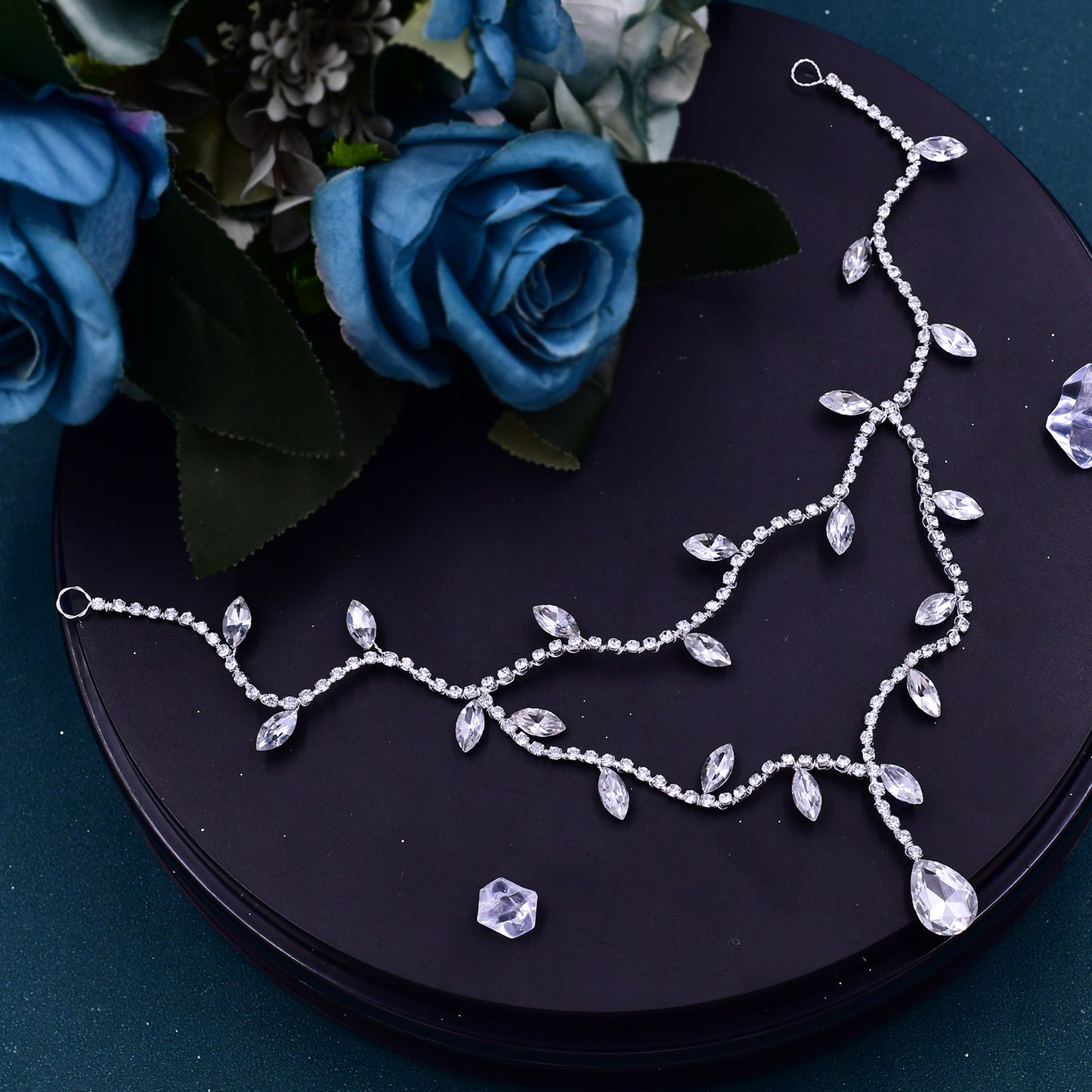 BRIDELLA BHP495 Forehead Pendant Hair Accessory with Diamond Inlay,Handmade Hair Accessory,Wedding Diamond Hair accessory, Bride's forehead Decoration
