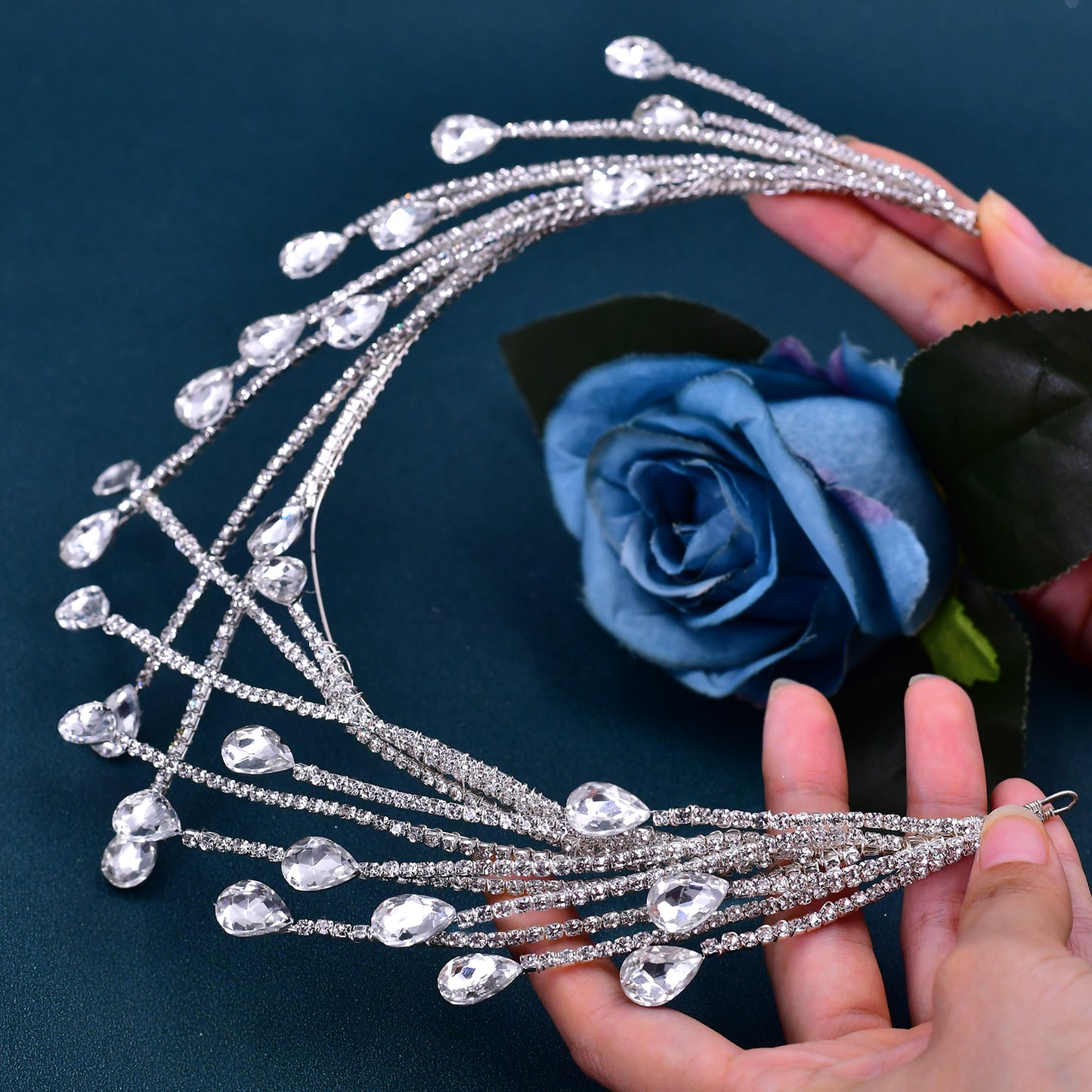 BRIDELLA BHP497 Wedding Crown Rhinestone Bridal Tiara Headband Woman Hair Accessories Queen Headdresses Hair Ornaments Jewelry
