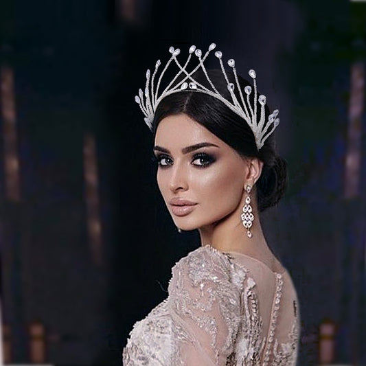 BHP497-S silver rhinestone crown