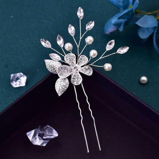 BHP504-S silver rhinestone pearl headwear