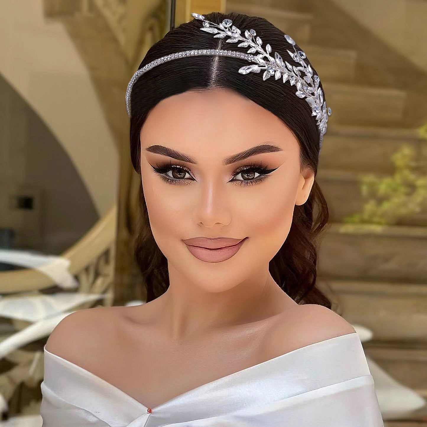 BRIDELLA BHP550 Branch Bridal Hairband Wedding Hair Accessories for Party Bride Head Hoop Woman Headdress Crystal Woman Headband