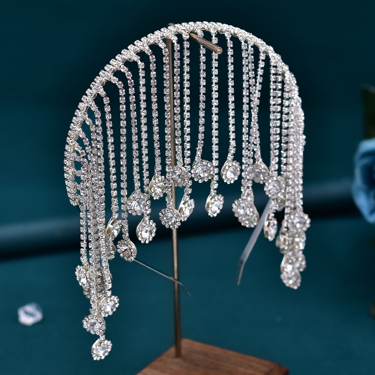 BRIDELLA BHP558 Elegant Rhinestone Chain Forehead Headpieces Handmade Bride Head Hoop Accessories Wedding Headdress Party Gift