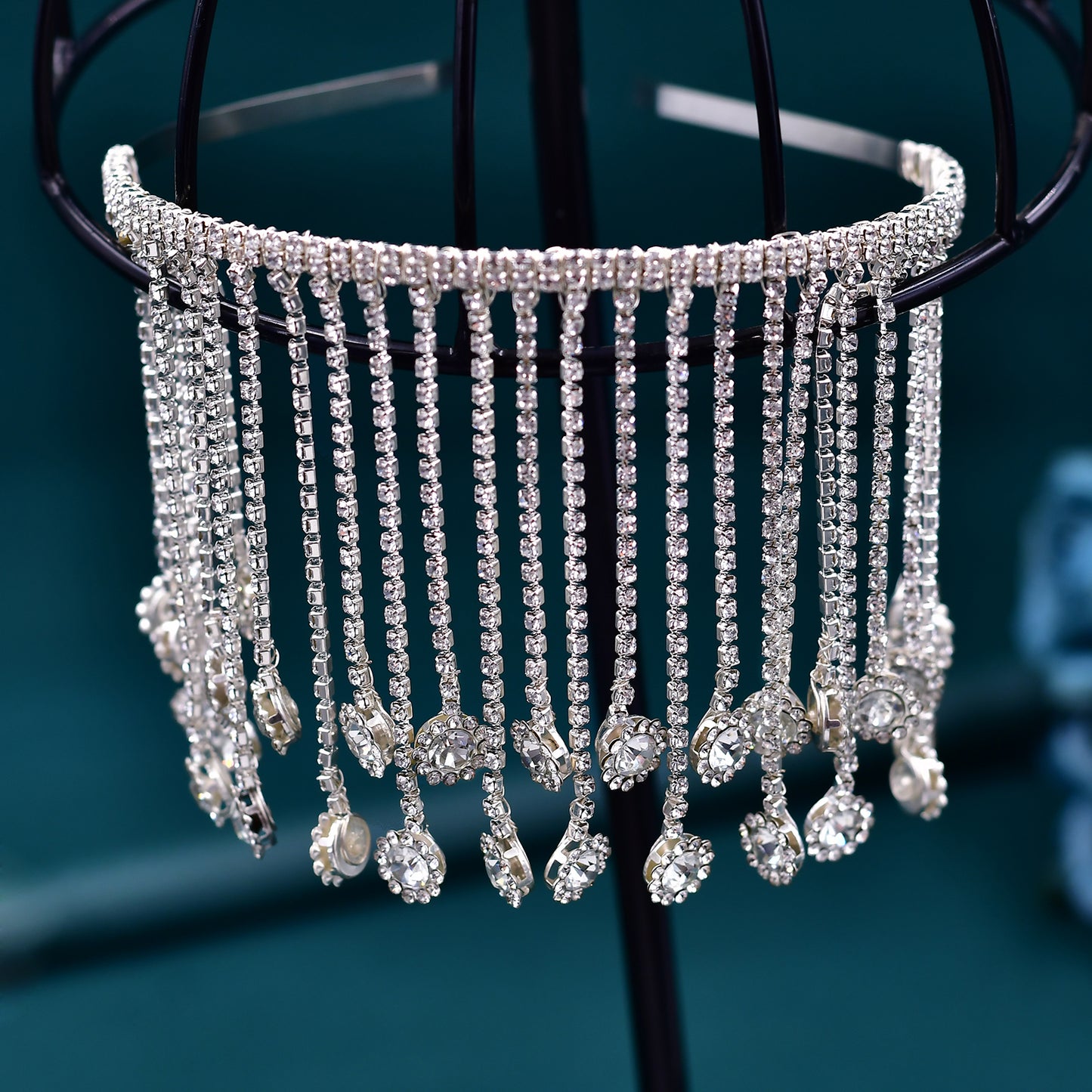 BRIDELLA BHP558 Elegant Rhinestone Chain Forehead Headpieces Handmade Bride Head Hoop Accessories Wedding Headdress Party Gift