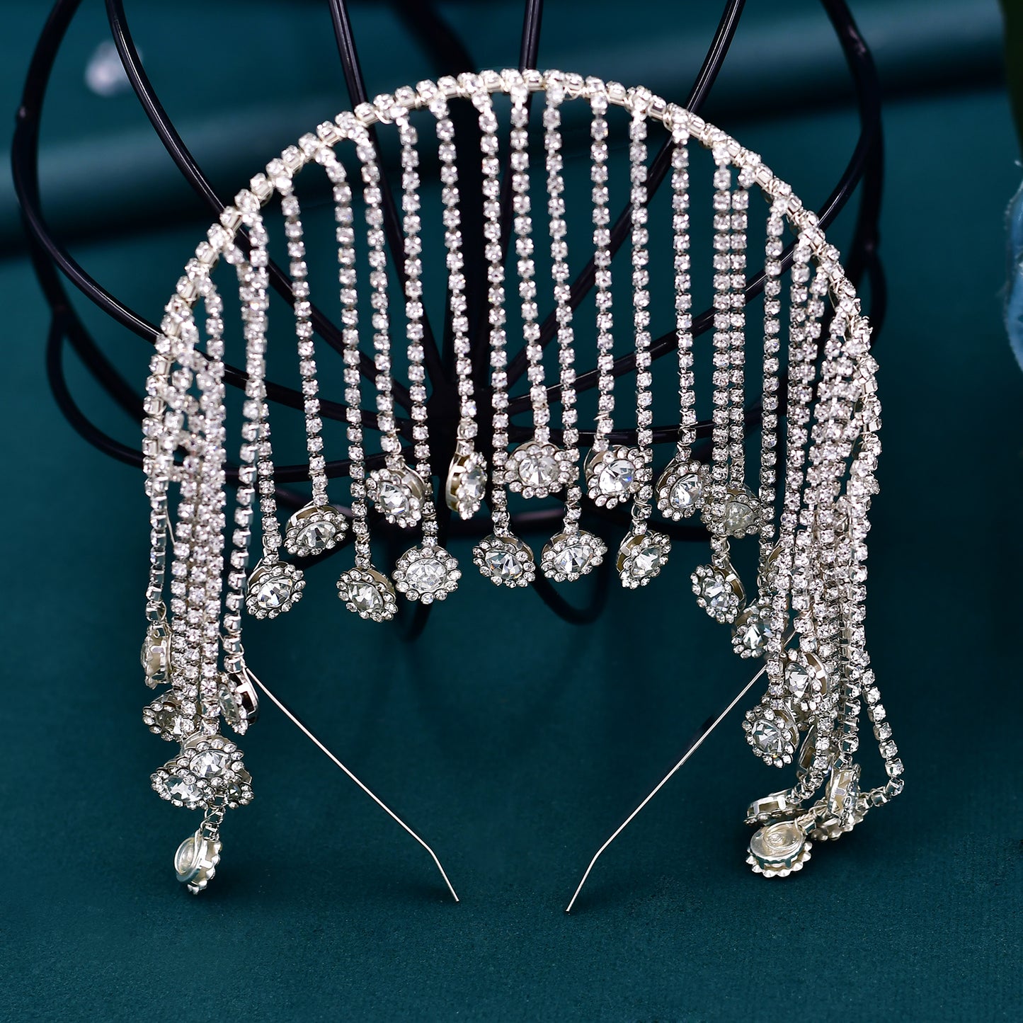 BRIDELLA BHP558 Elegant Rhinestone Chain Forehead Headpieces Handmade Bride Head Hoop Accessories Wedding Headdress Party Gift