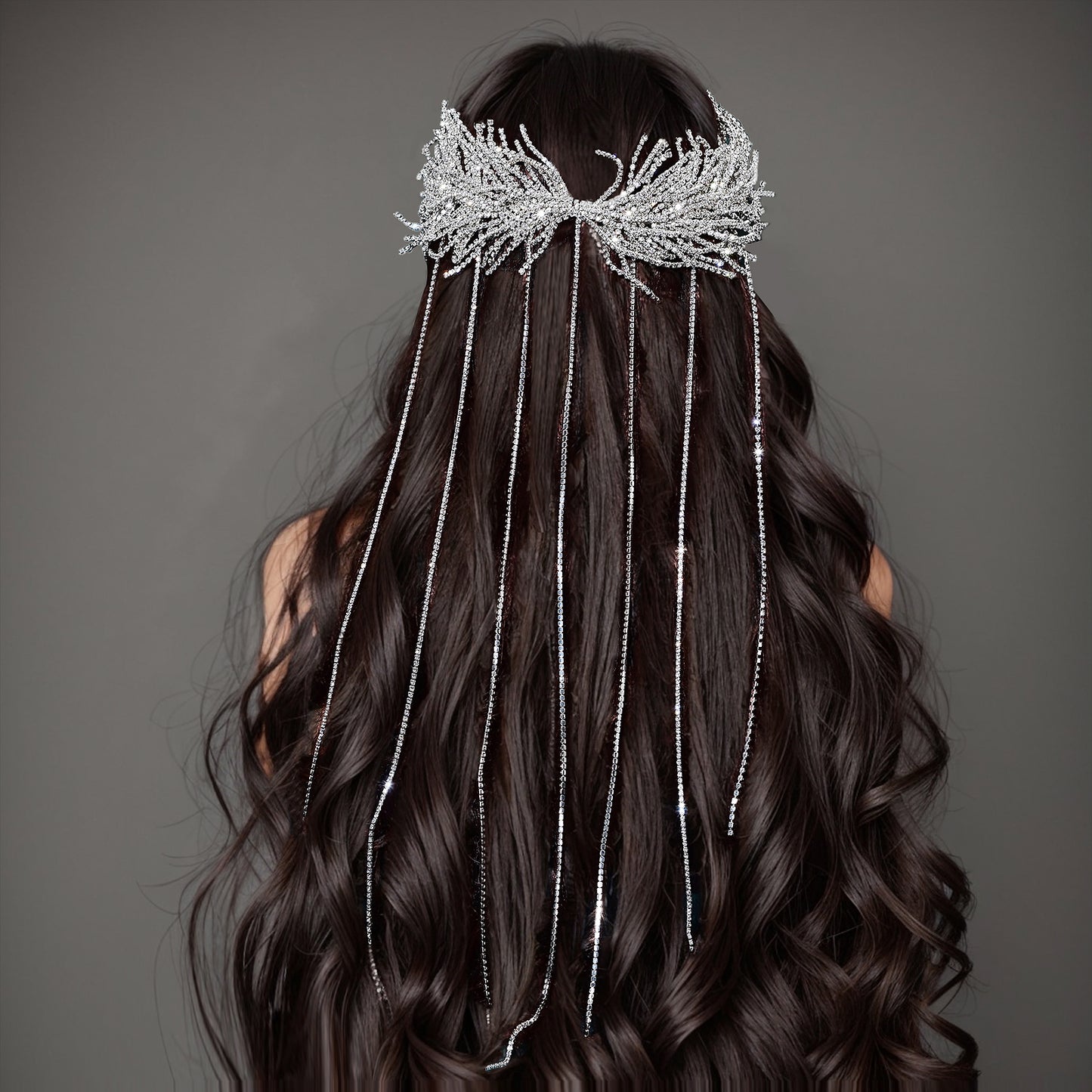 BRIDELLA BHP639 Tassels Bridal Headband Handmade Drill Chain Headpiece Wedding Hair Accessories Woman Bride Headpiece for Party