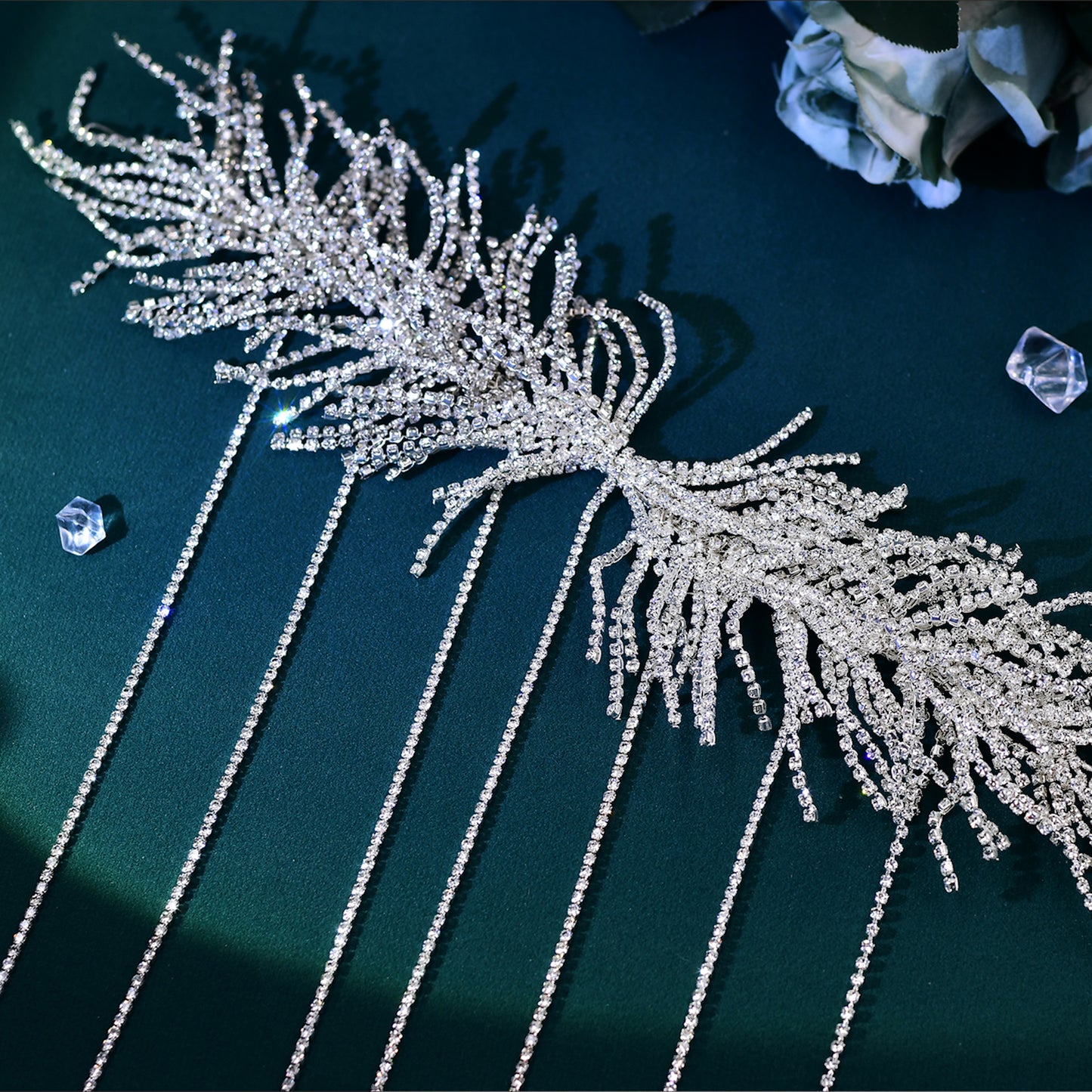 BRIDELLA BHP639 Tassels Bridal Headband Handmade Drill Chain Headpiece Wedding Hair Accessories Woman Bride Headpiece for Party