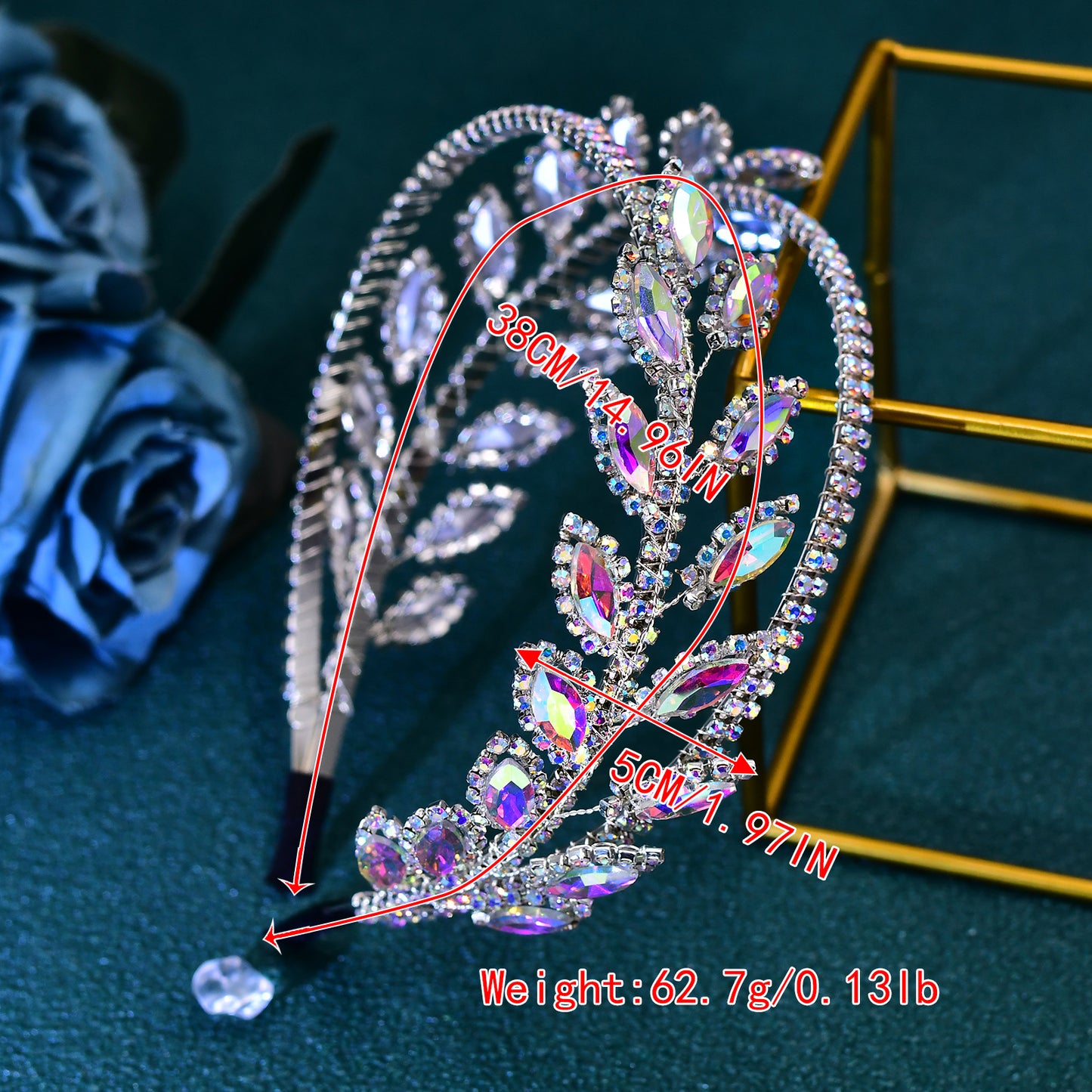 BRIDELLA BHP642 Bride Colorful AB Rhinestone Hair Hoop Handmade Wedding Sparkly Headband Hair Accessories Women Bling Headwear