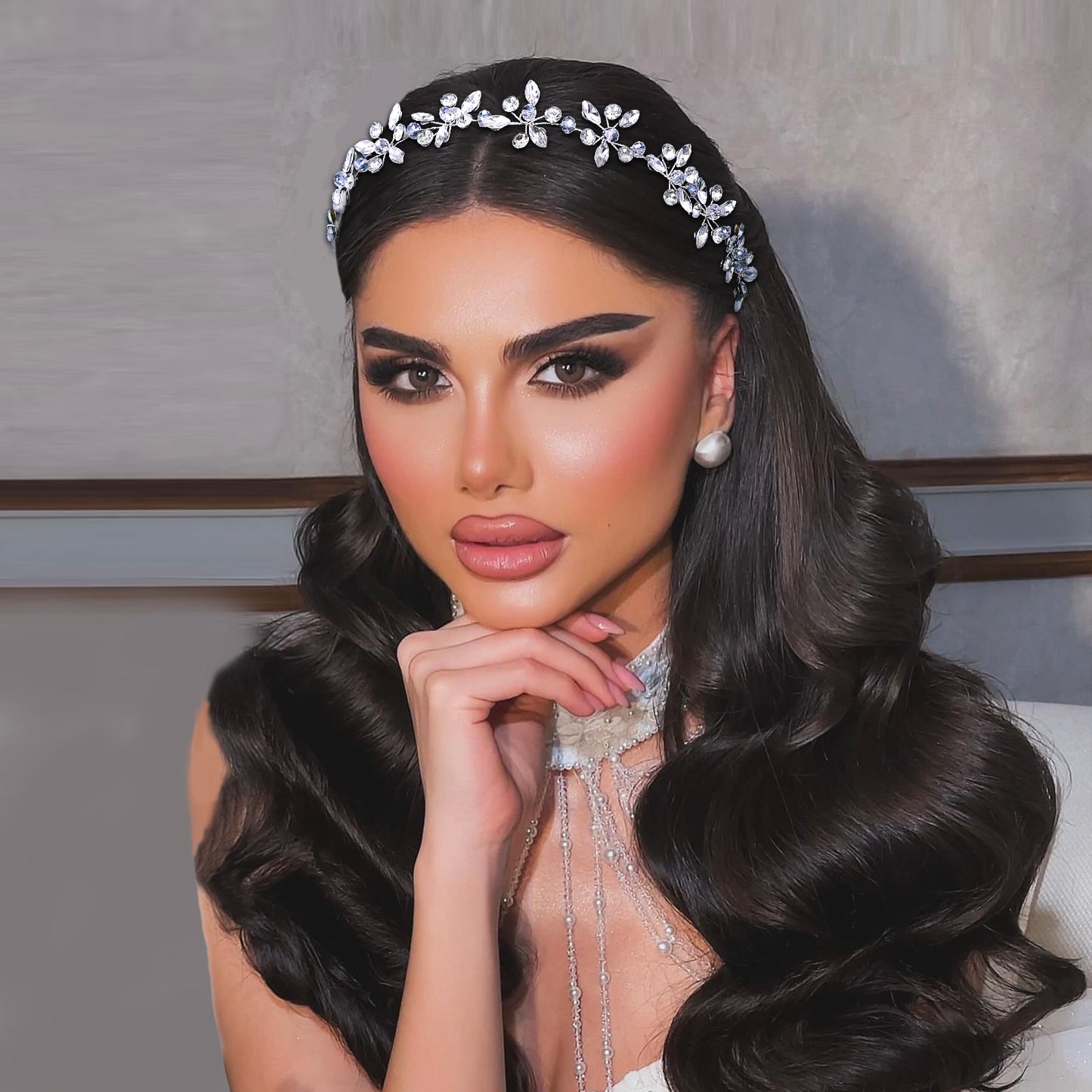 BRIDELLA BHP731 Bling Rhinestone Hair Band Bride Tiaras Women Fashion Wedding Headwear Hair Accessories Handmade Headband