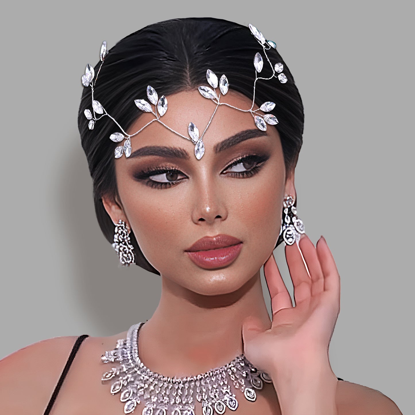 BRIDELLA BHP838 Bride Wedding Headbands Designs Simple Rhinestone Chain Hairbands Handmade Headpiece Hair Jewelry Accessories