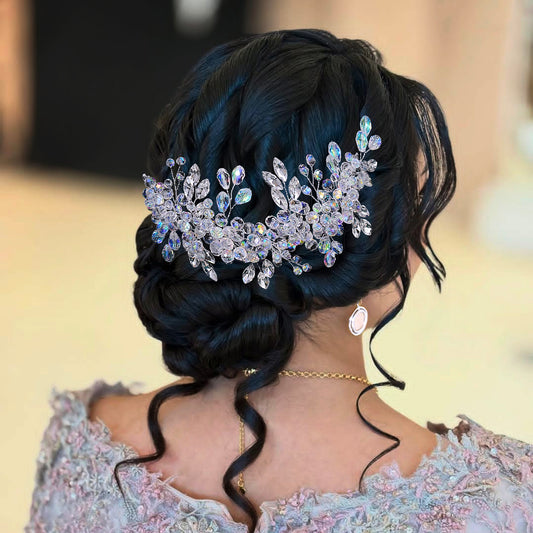 BHP882-S silver rhinestone crystal headband