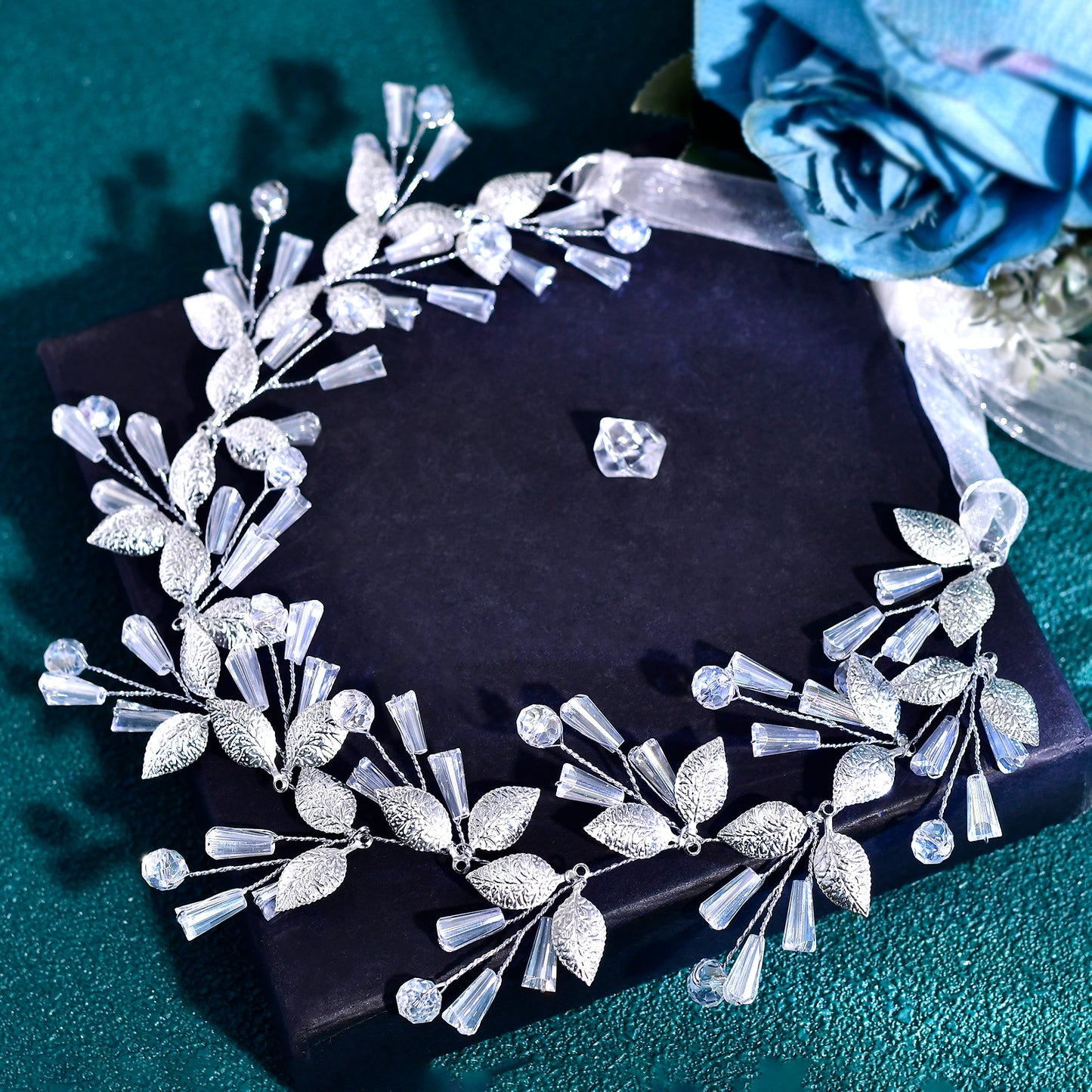 BRIDELLA BHP813 Alloy Leaf Wedding Headbands Handmade Bridal Crystal Headpieces Bridesmaids Girl Wedding Hair Accessories
