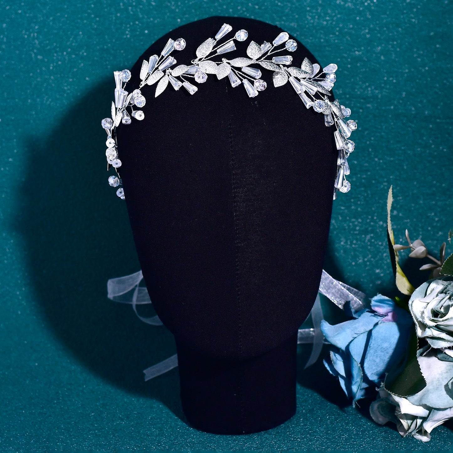 BRIDELLA BHP813 Alloy Leaf Wedding Headbands Handmade Bridal Crystal Headpieces Bridesmaids Girl Wedding Hair Accessories