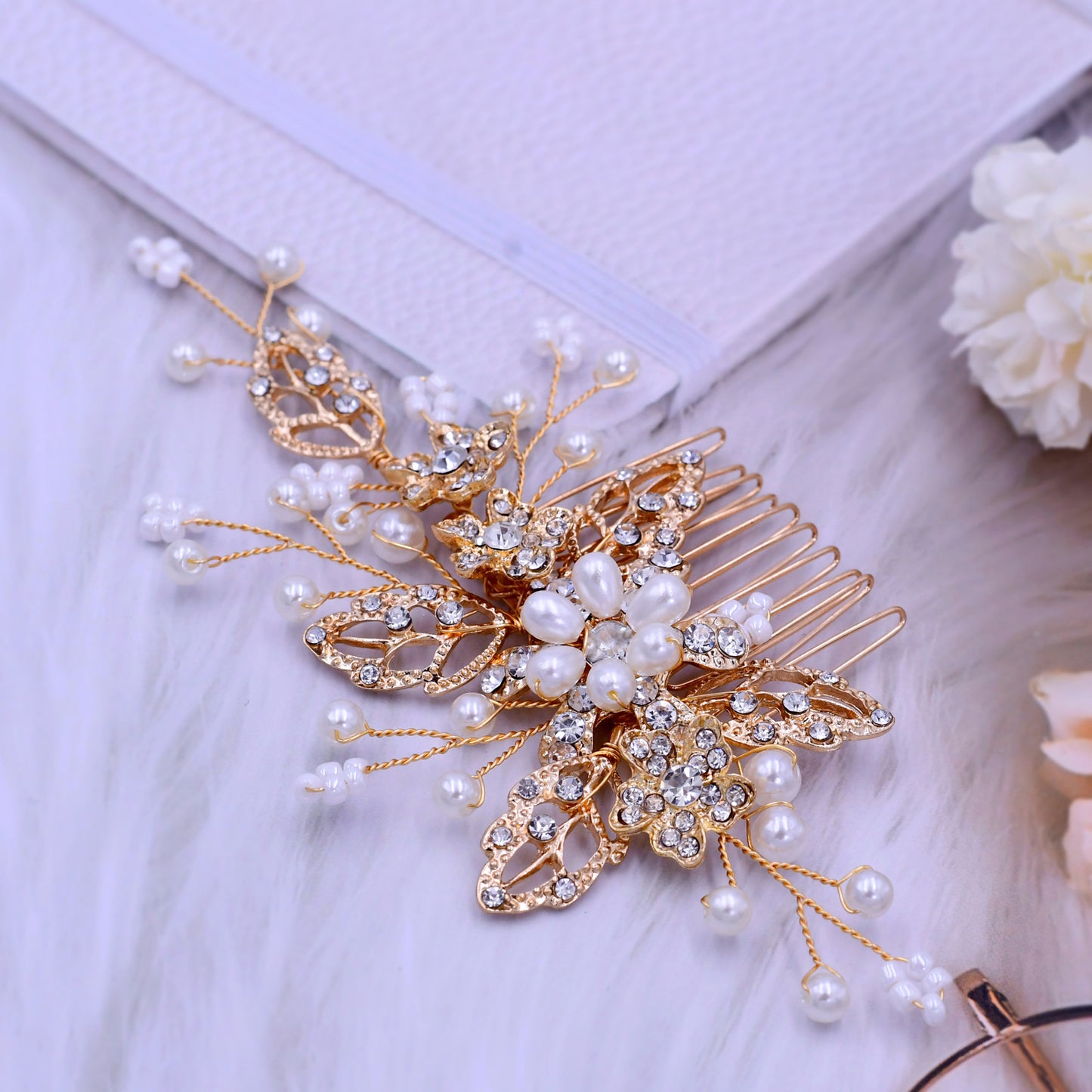 BRIDELLA BHP342 Alloy Inlaid with Diamonds Comb Crystal Bridal Wedding Combs Woman Hair Accessories Girls Bridesmaid Headwear Hair Jewelry Headdress