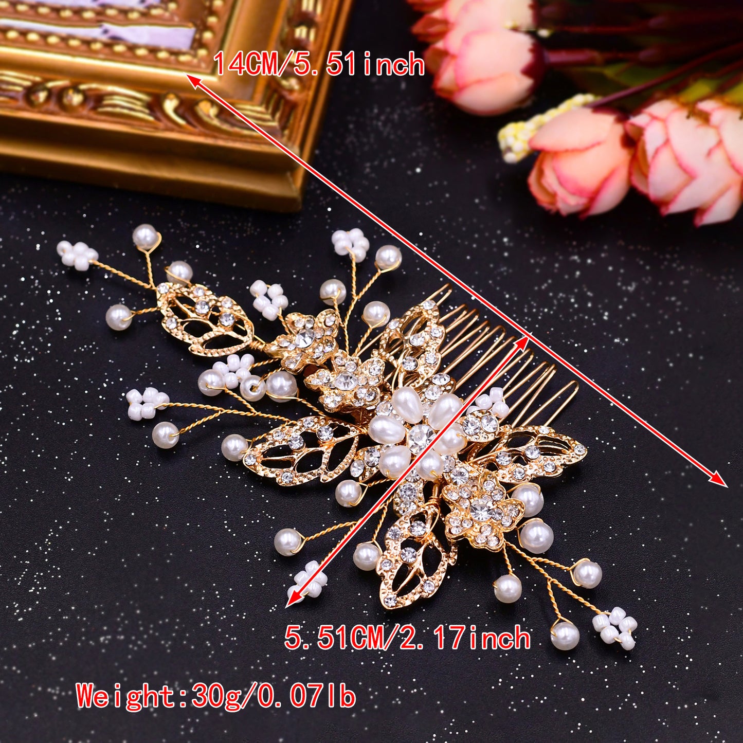 BRIDELLA BHP342 Alloy Inlaid with Diamonds Comb Crystal Bridal Wedding Combs Woman Hair Accessories Girls Bridesmaid Headwear Hair Jewelry Headdress