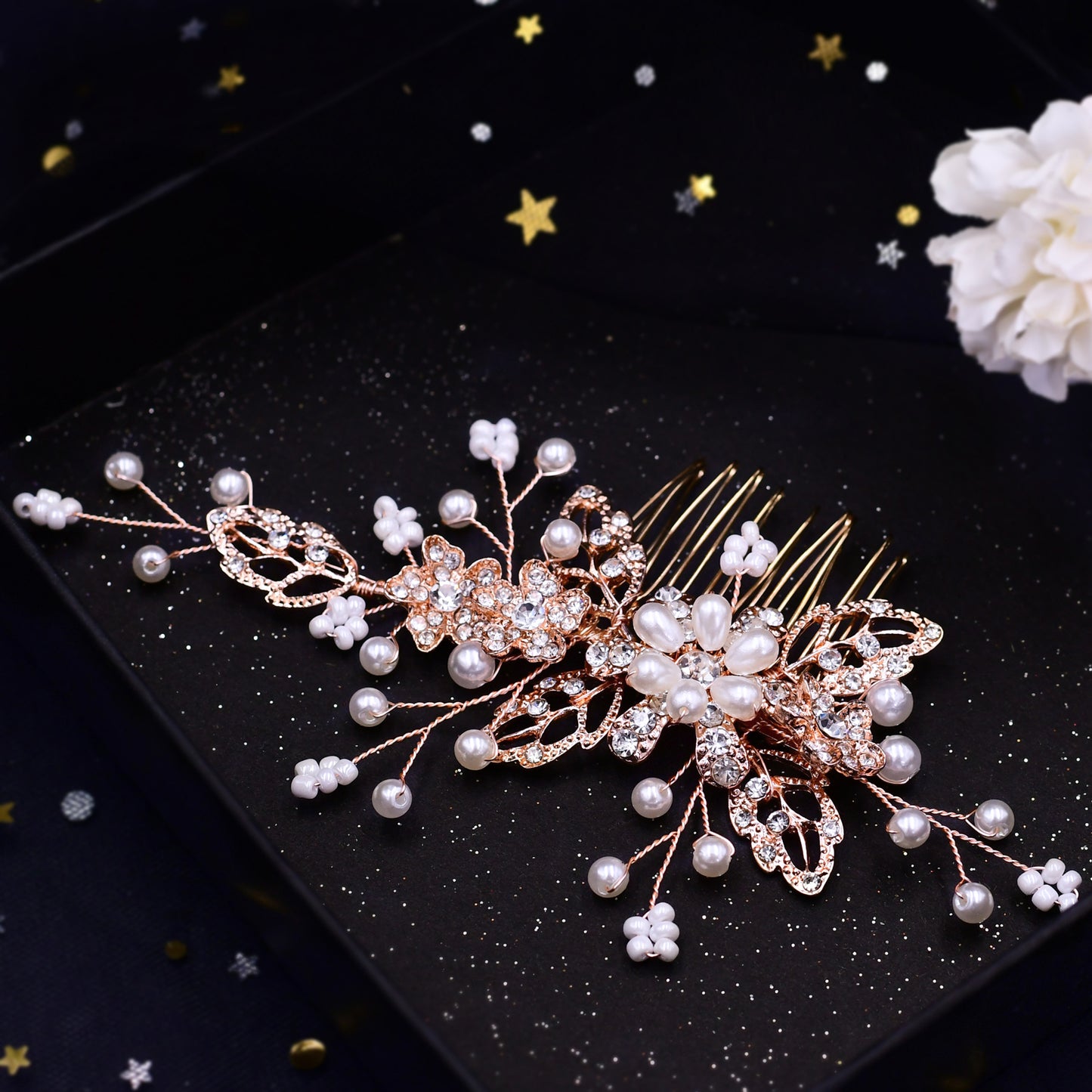 BRIDELLA BHP342 Alloy Inlaid with Diamonds Comb Crystal Bridal Wedding Combs Woman Hair Accessories Girls Bridesmaid Headwear Hair Jewelry Headdress